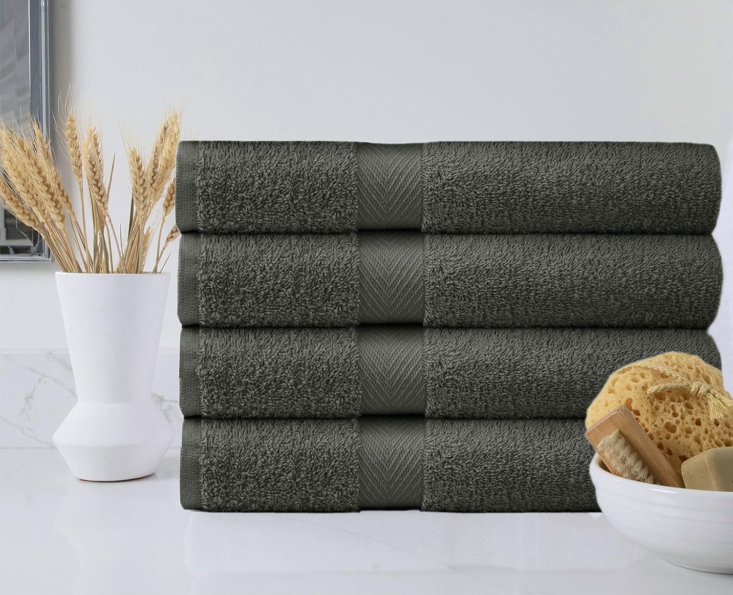 COTTON CRAFT Simplicity Bath Towels Set - 7 Pack Charcoal