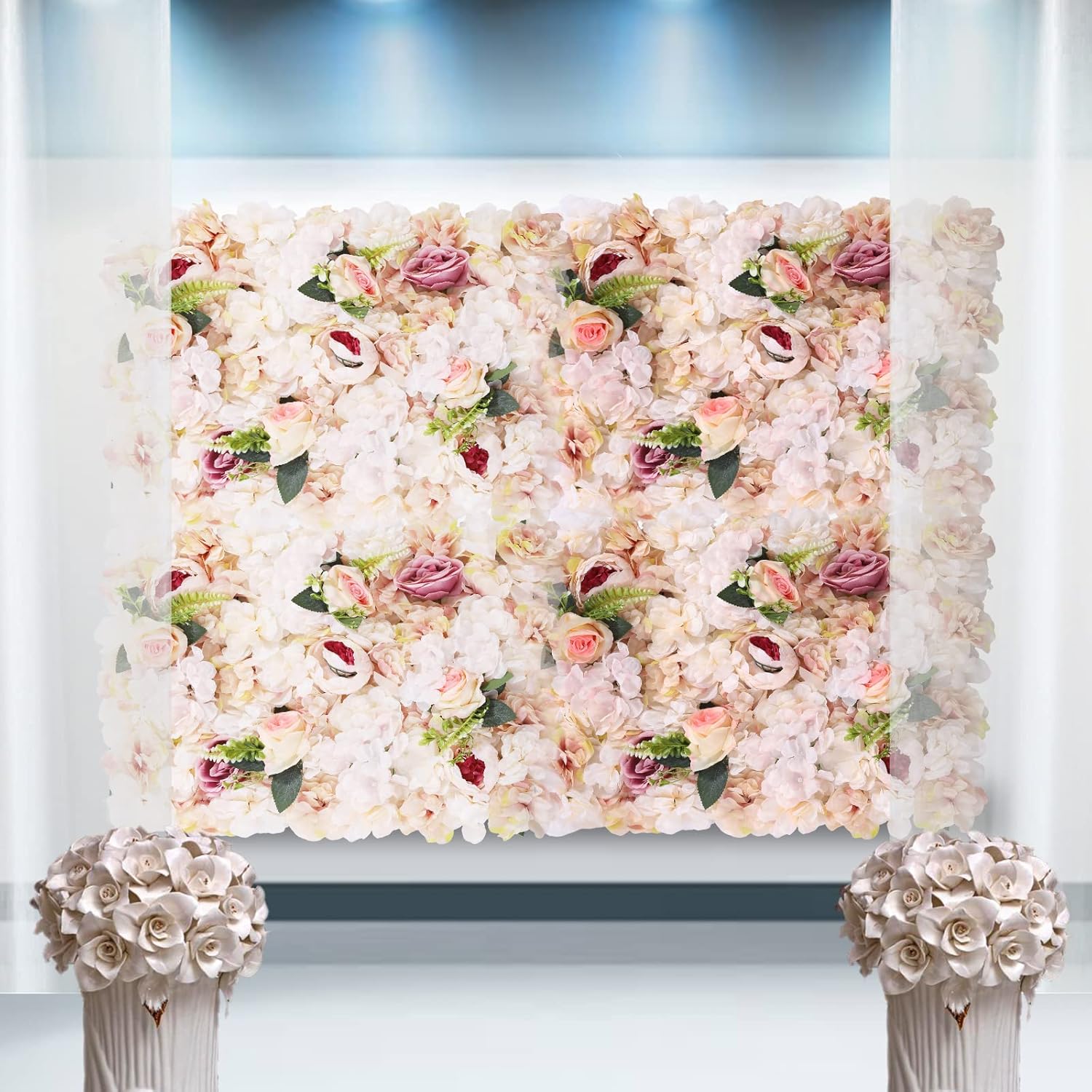 WYZFDC 6 Pcs Light Yellow Artificial Flower Wall Panel