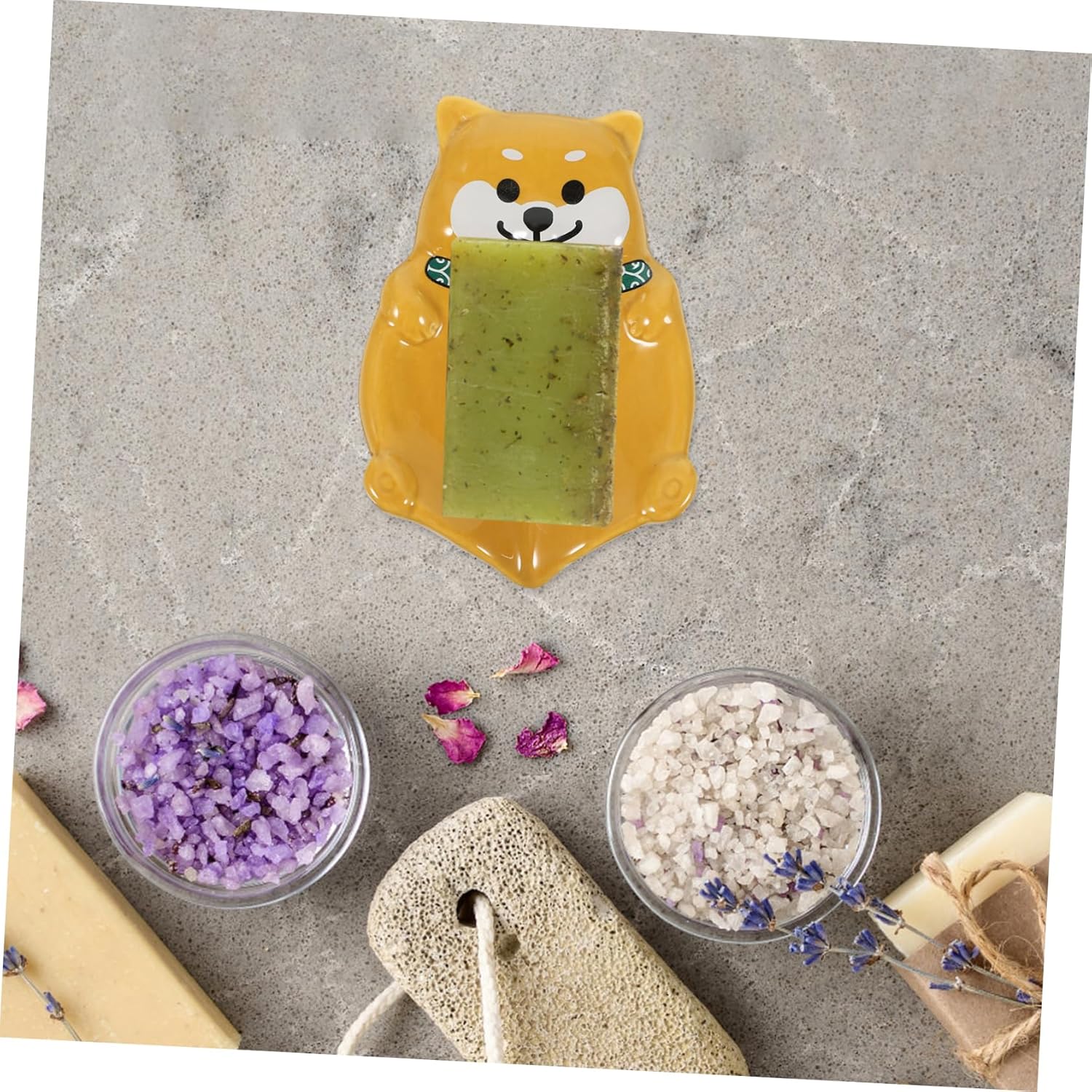 BUGUUYO Dog Shape Soap Holder Ceramic Bathroom Kitchen Organizer