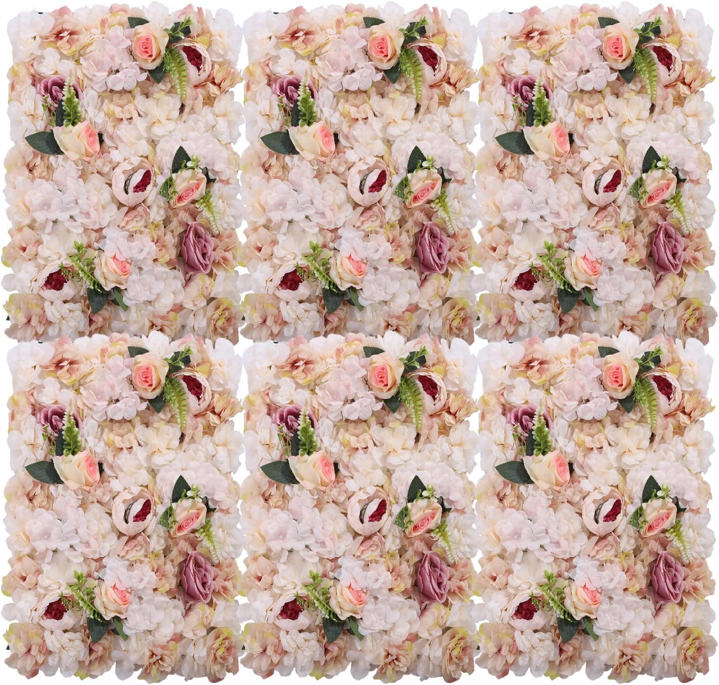 WYZFDC 6 Pcs Light Yellow Artificial Flower Wall Panel