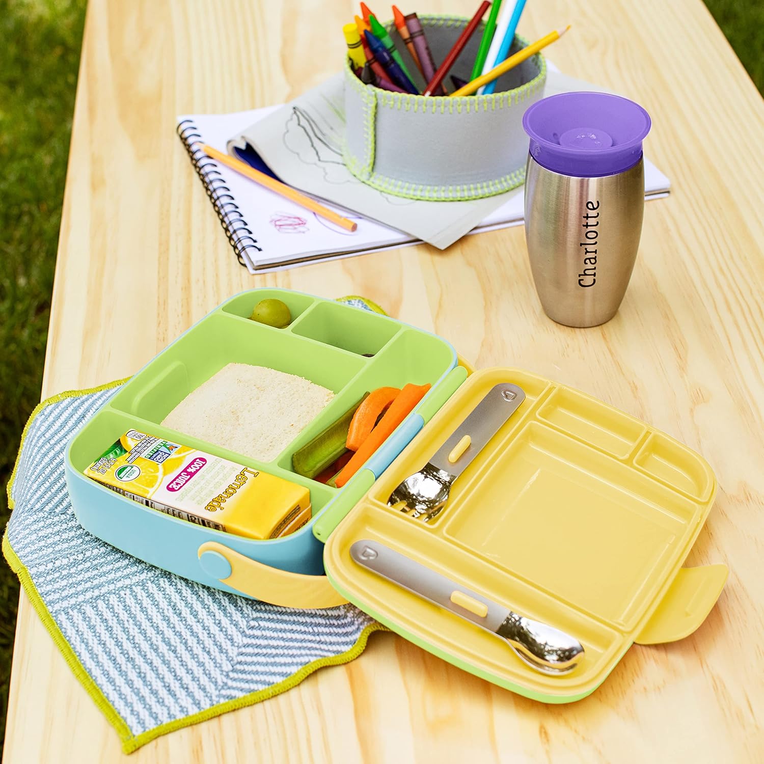 Munchkin Lunch Bento Box for Kids Green 1