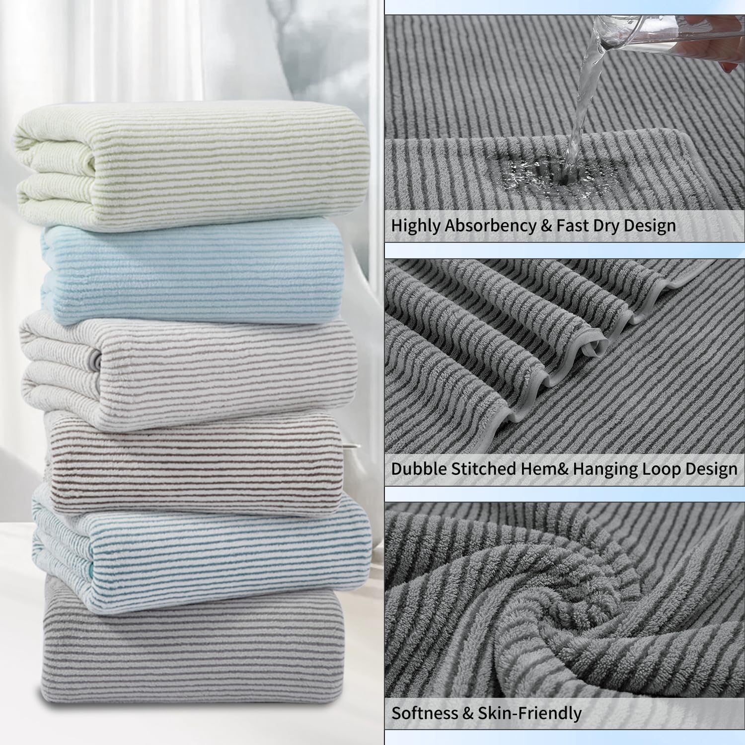 4 Piece Luxurious Bath Towel Set for Home and Hotel Use