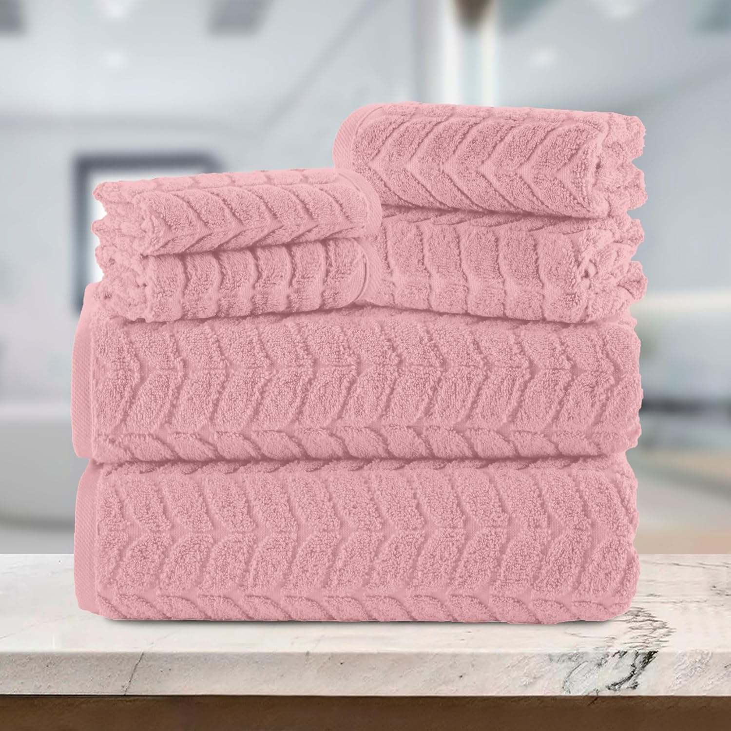 Elegant Comfort Luxury 6-Piece Turkish Cotton Towel Set - Dusty Rose