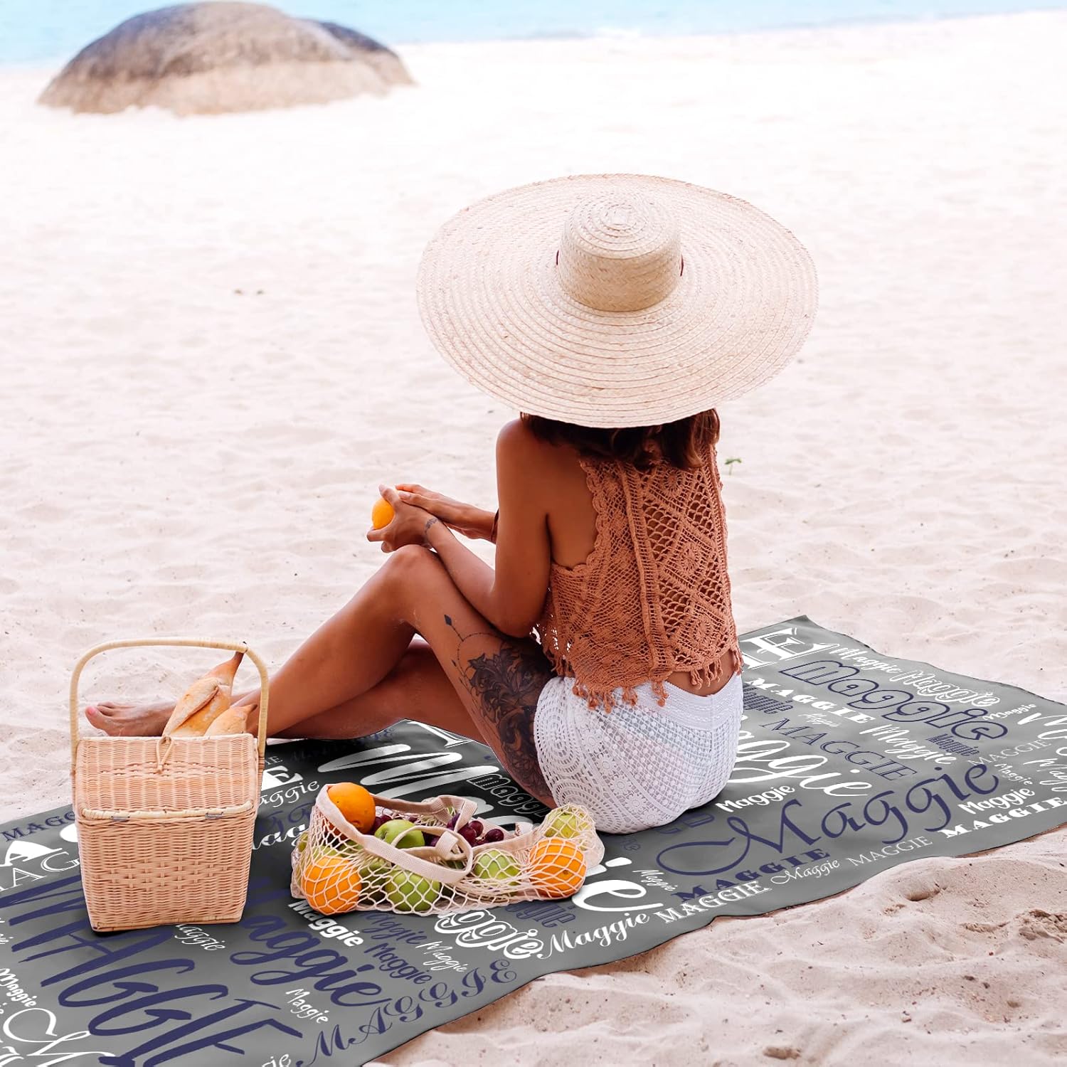 NIBESSER Custom Beach Towel with Name for Kids and Adults