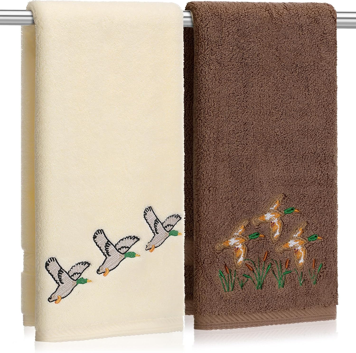 Mindsoft 2 Pack Mallard Duck Hand Towels 14x29 Inch
