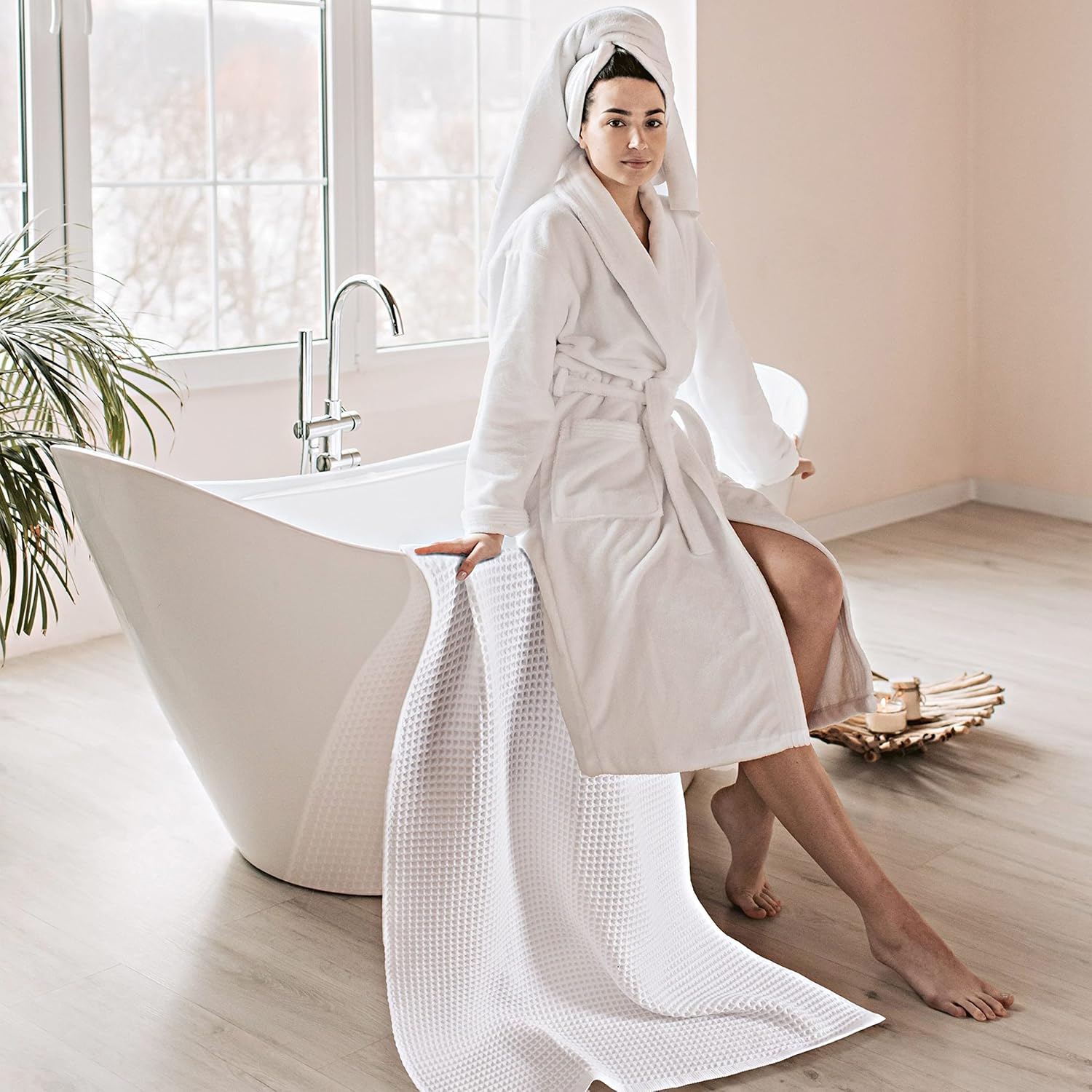 Pskl Turkish Cotton Waffle Bath Towel Set of 2