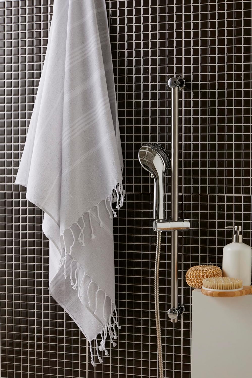 Yazz Turkish Cotton Beach Towel 39x71in Light Grey