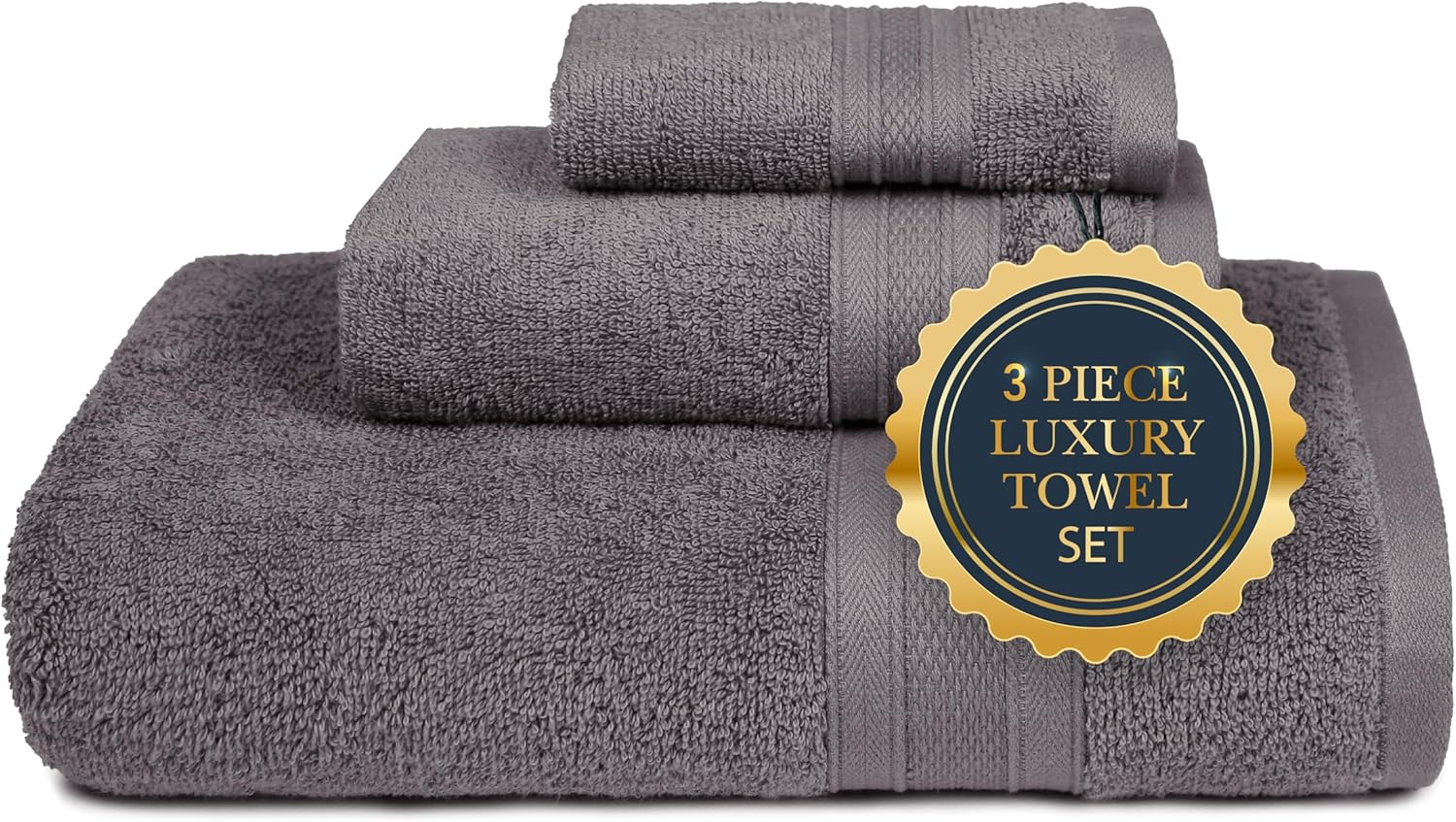 TRIDENT Luxury 3 Piece Towel Set Charcoal Grey