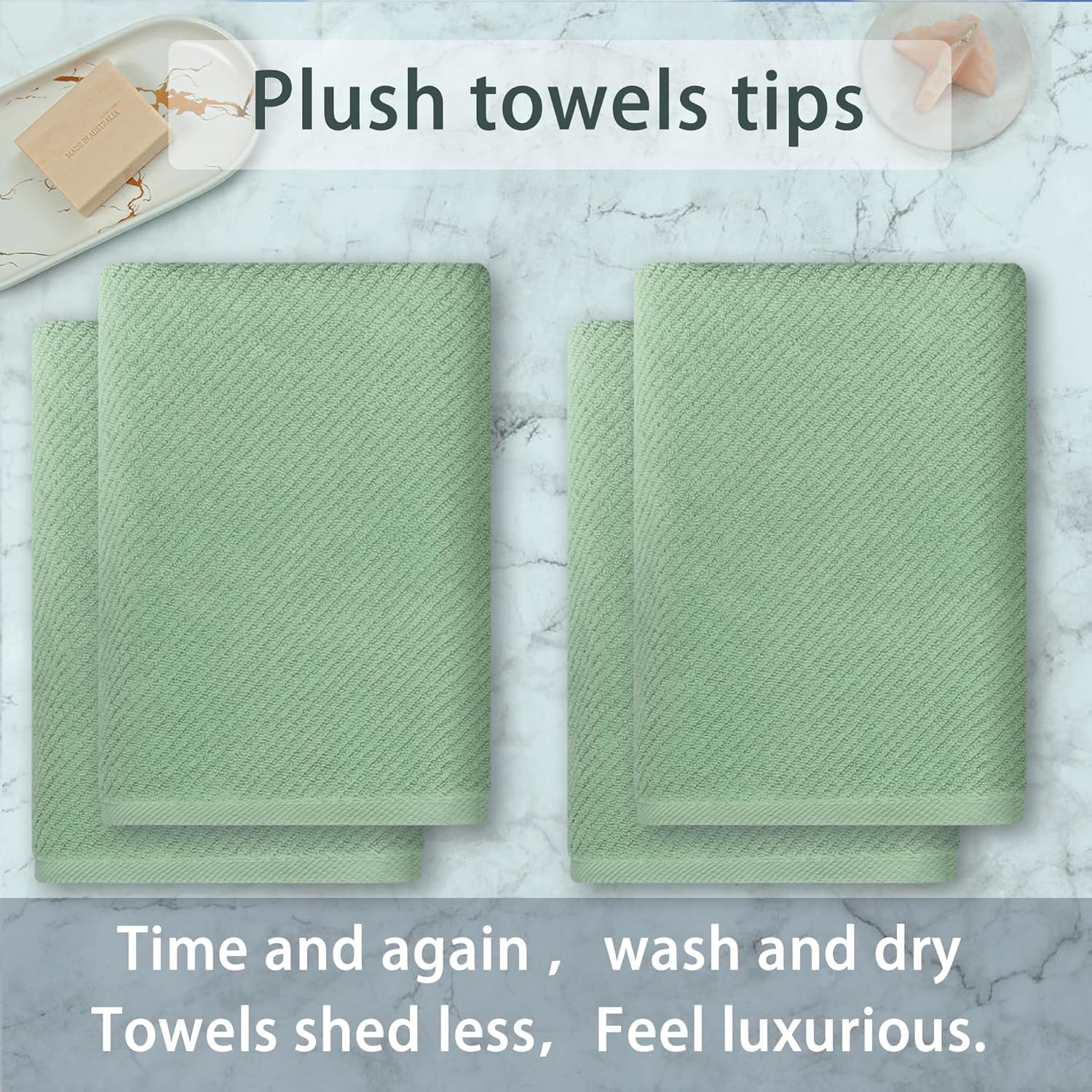 VOOVA MOVAS Green Bath Towel Set 4PC