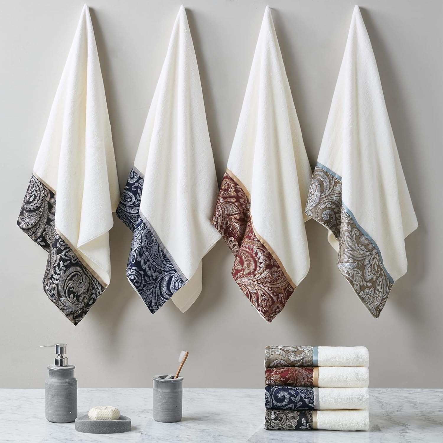 Madison Park Aubrey 6 Piece Cotton Towel Set with Paisley Design