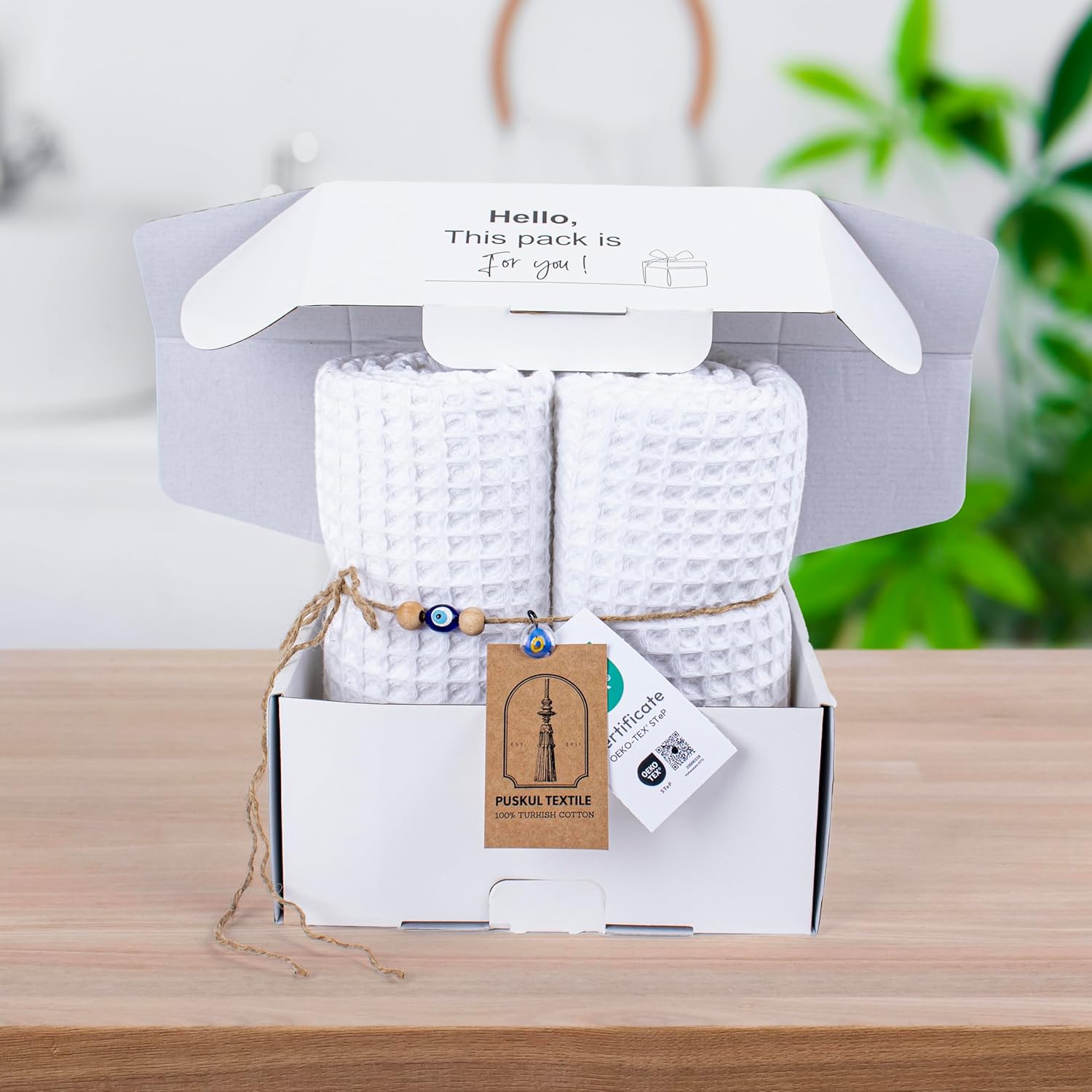 Pskl Turkish Cotton Waffle Bath Towel Set of 2