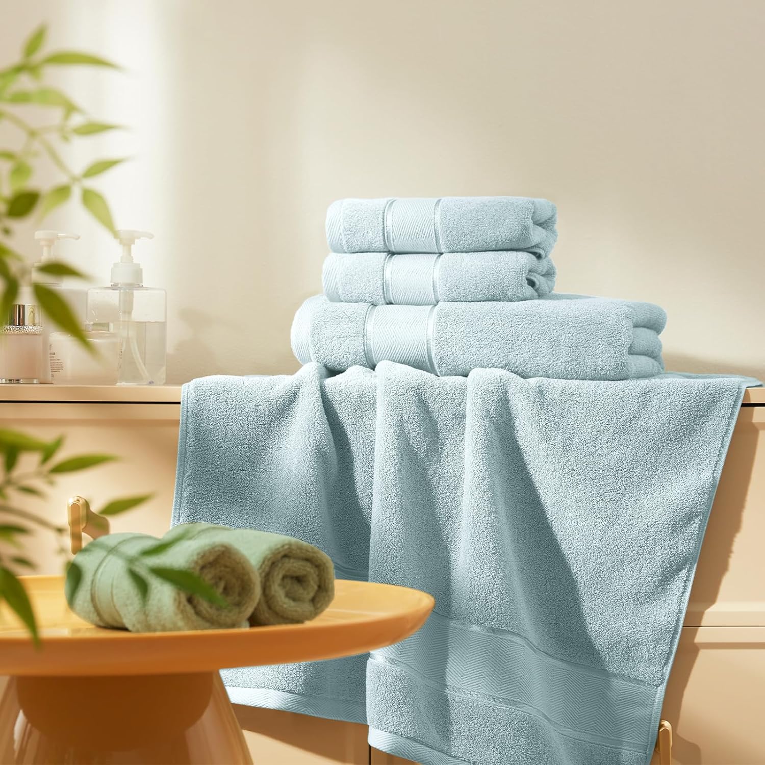 Marvione 6-Piece Bath Towel Set 100 Turkish Cotton 1