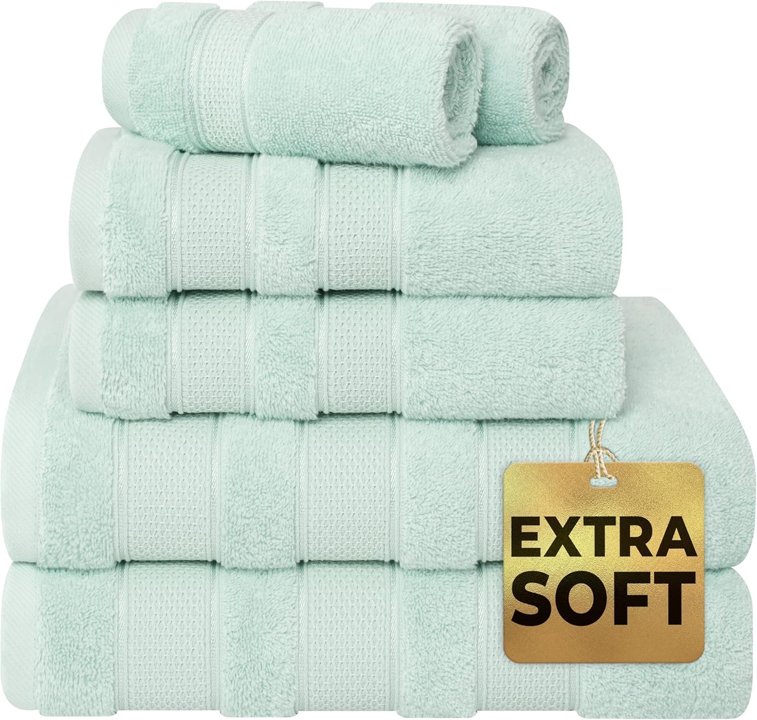 American Soft Linen Salem 6-Piece Towel Set in Mint