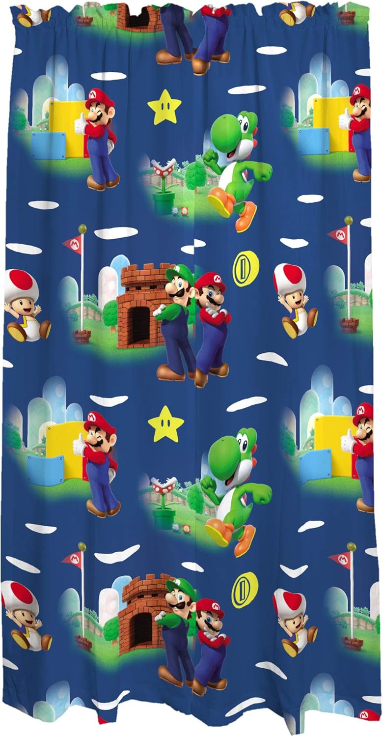 Franco Kids Window Curtains Set Super Mario 82x84