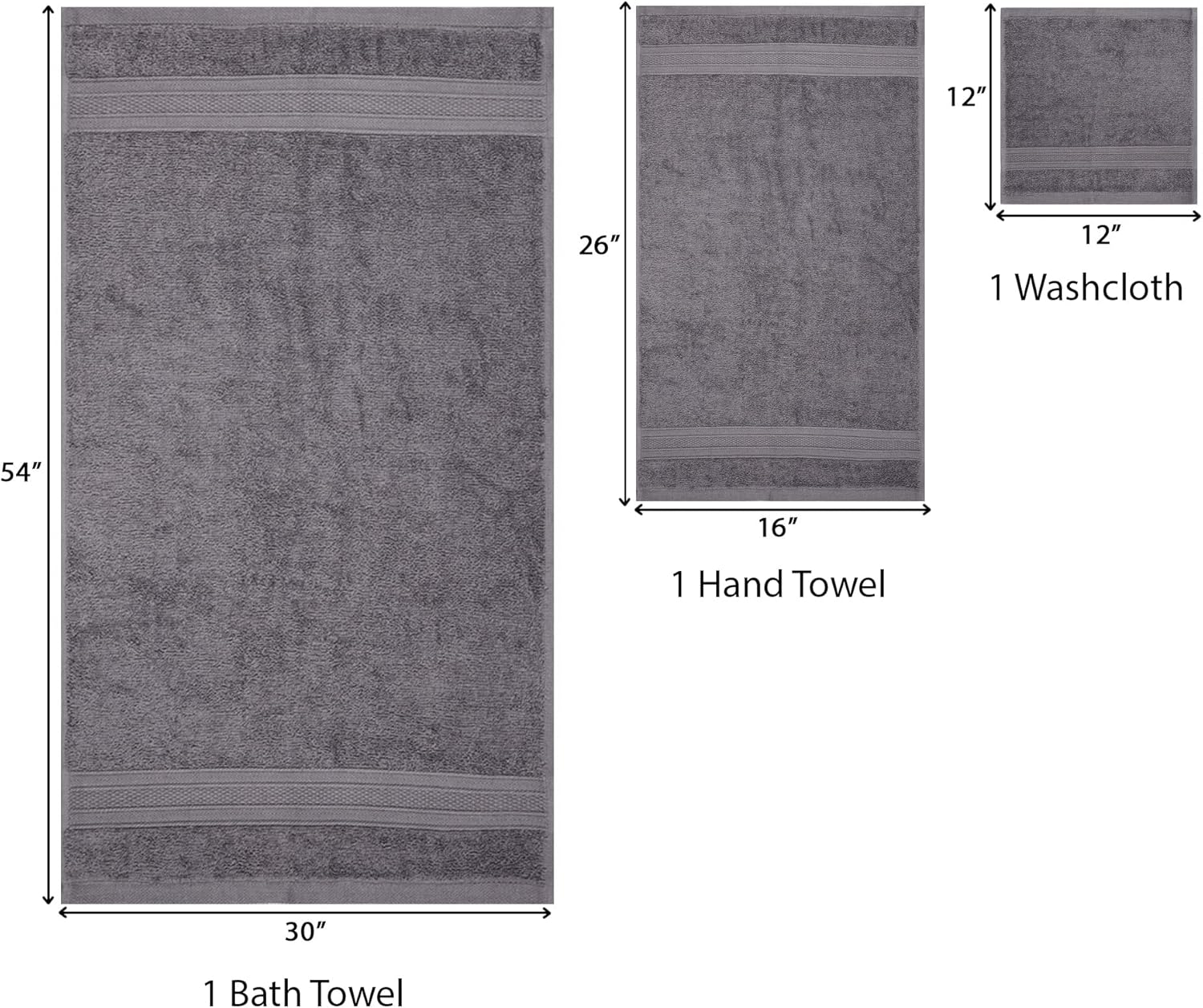 TRIDENT Luxury 3 Piece Towel Set Charcoal Grey