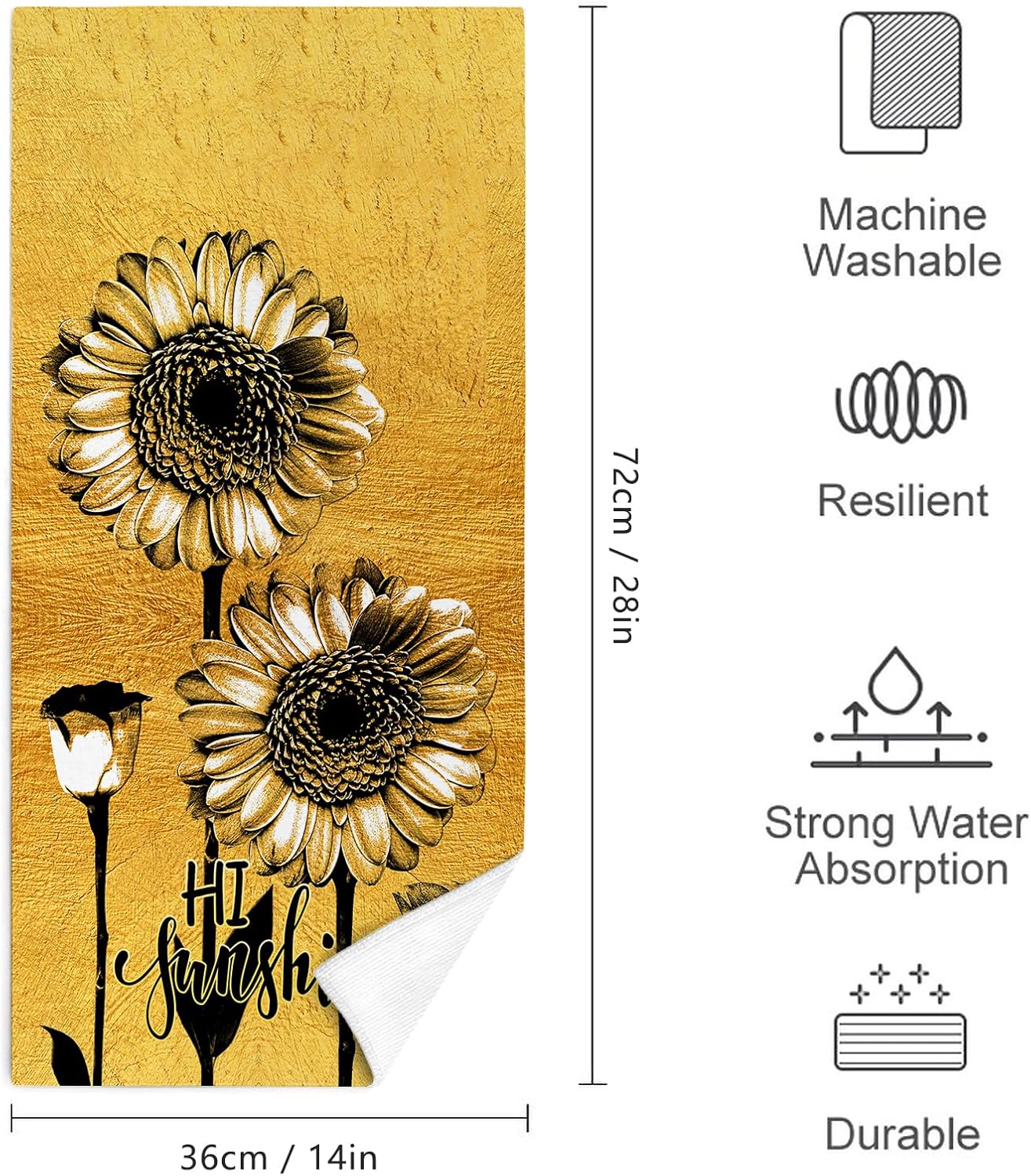 Bapcoku Sunflower Hand Towels Set of 2 1
