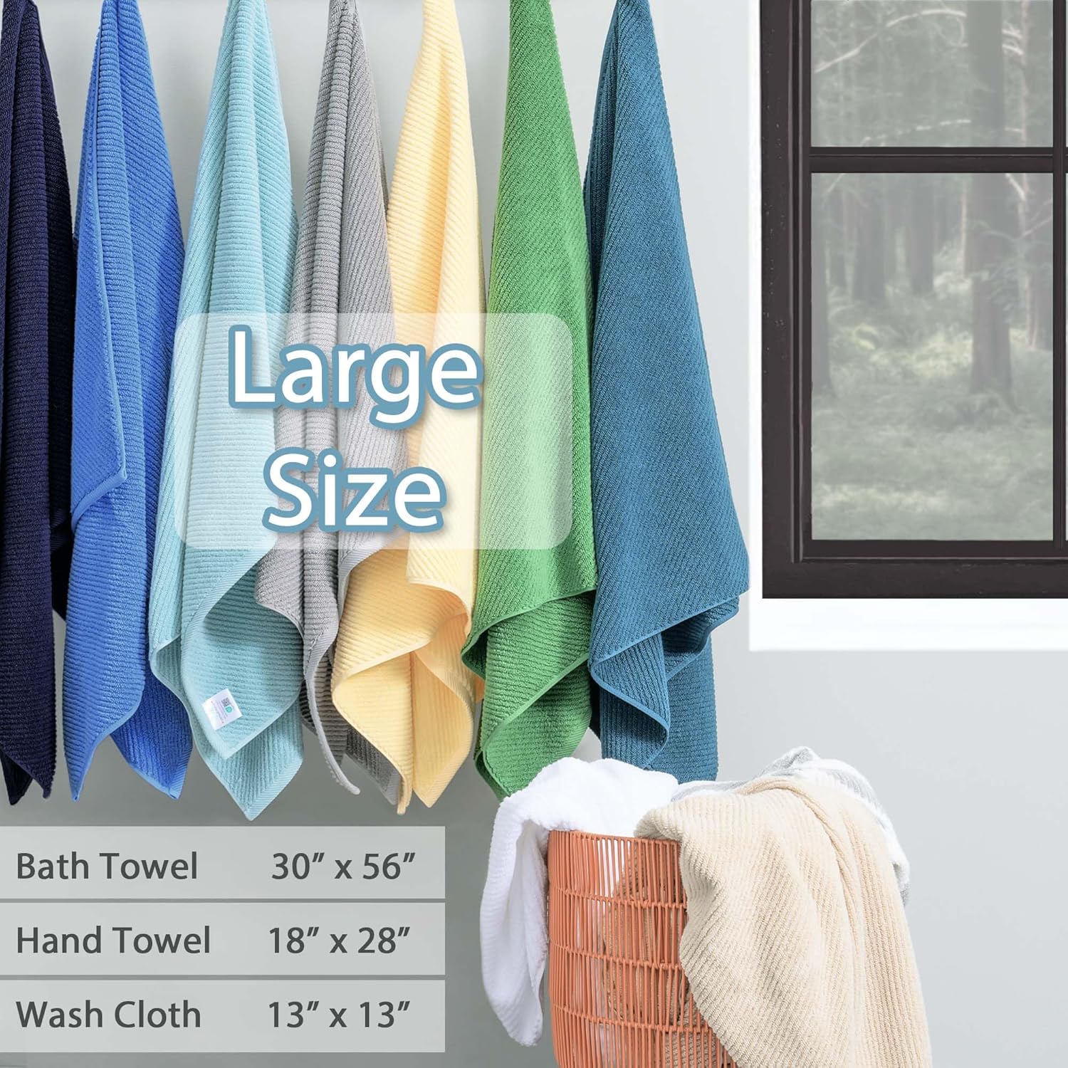 VOOVA MOVAS 6-Piece Cotton Towel Set with Hanging Loop