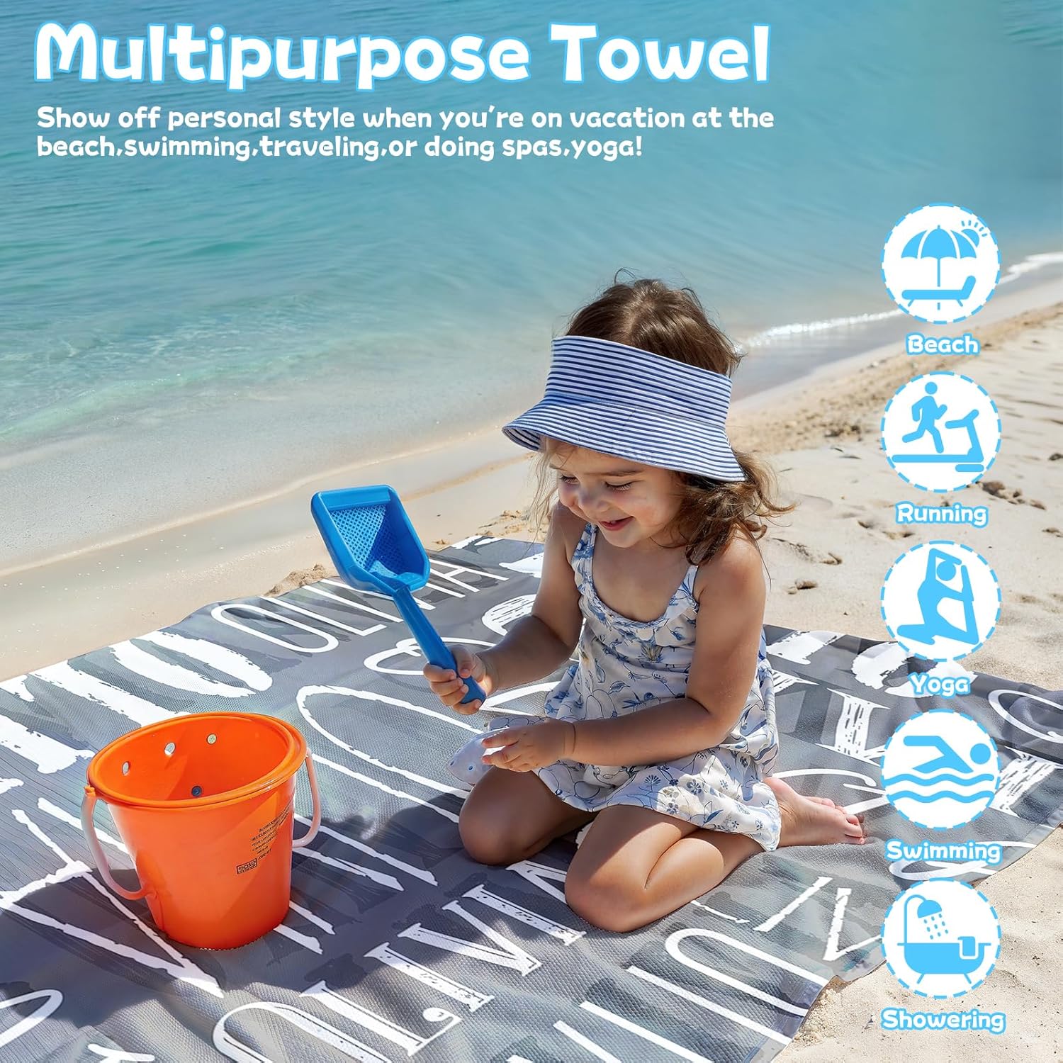 Personalized Beach Towels for Kids with Name and Monogram