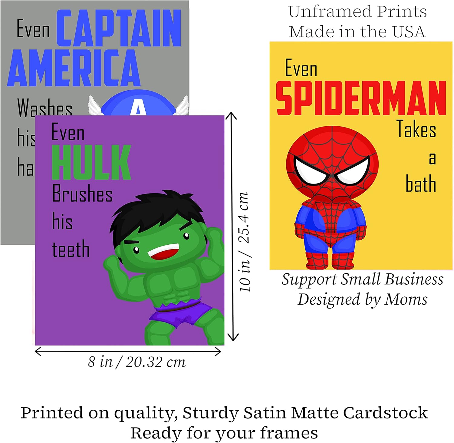 Silly Goose Gifts Superhero Bathroom Wall Art Set of 4