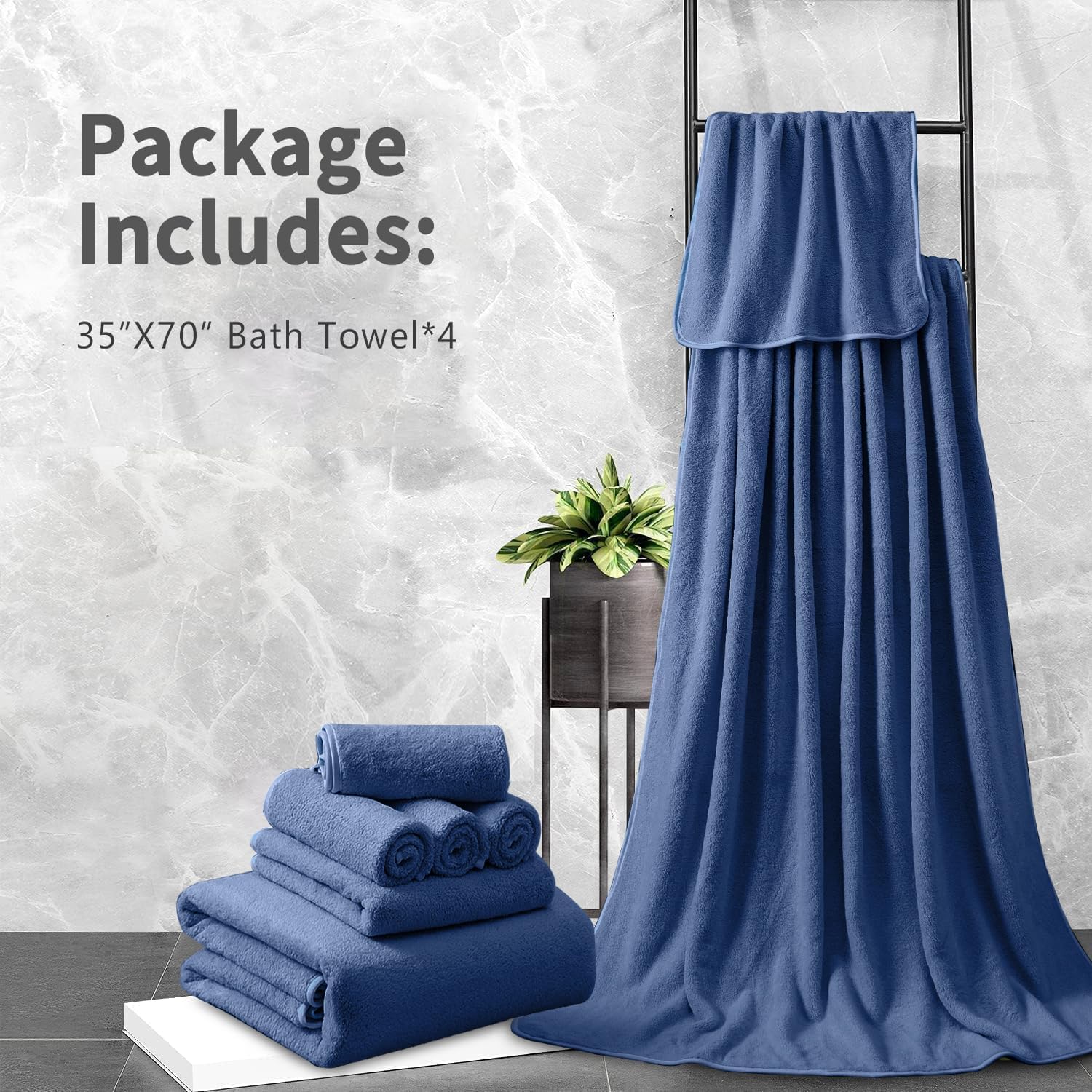 MAGGEA 4-Piece Extra Large Bath Sheet Set - 35x70 Inch Ultra Soft Towels