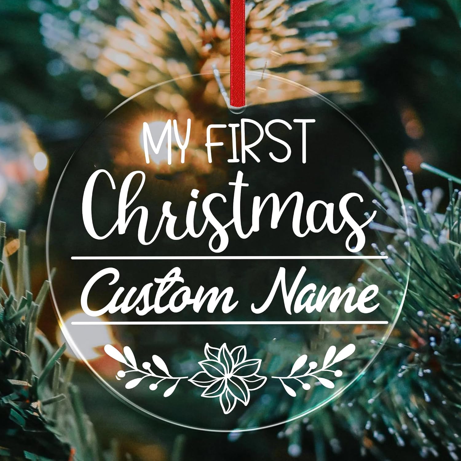 Jasilon Personalized Babys First Christmas Acrylic Ornament