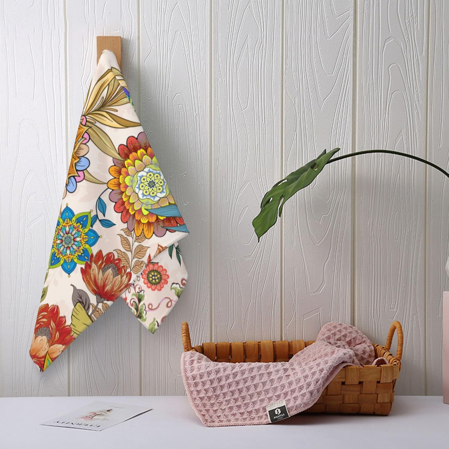 Boho Floral Hand Towels Set of 2 for Bathroom Farmhouse