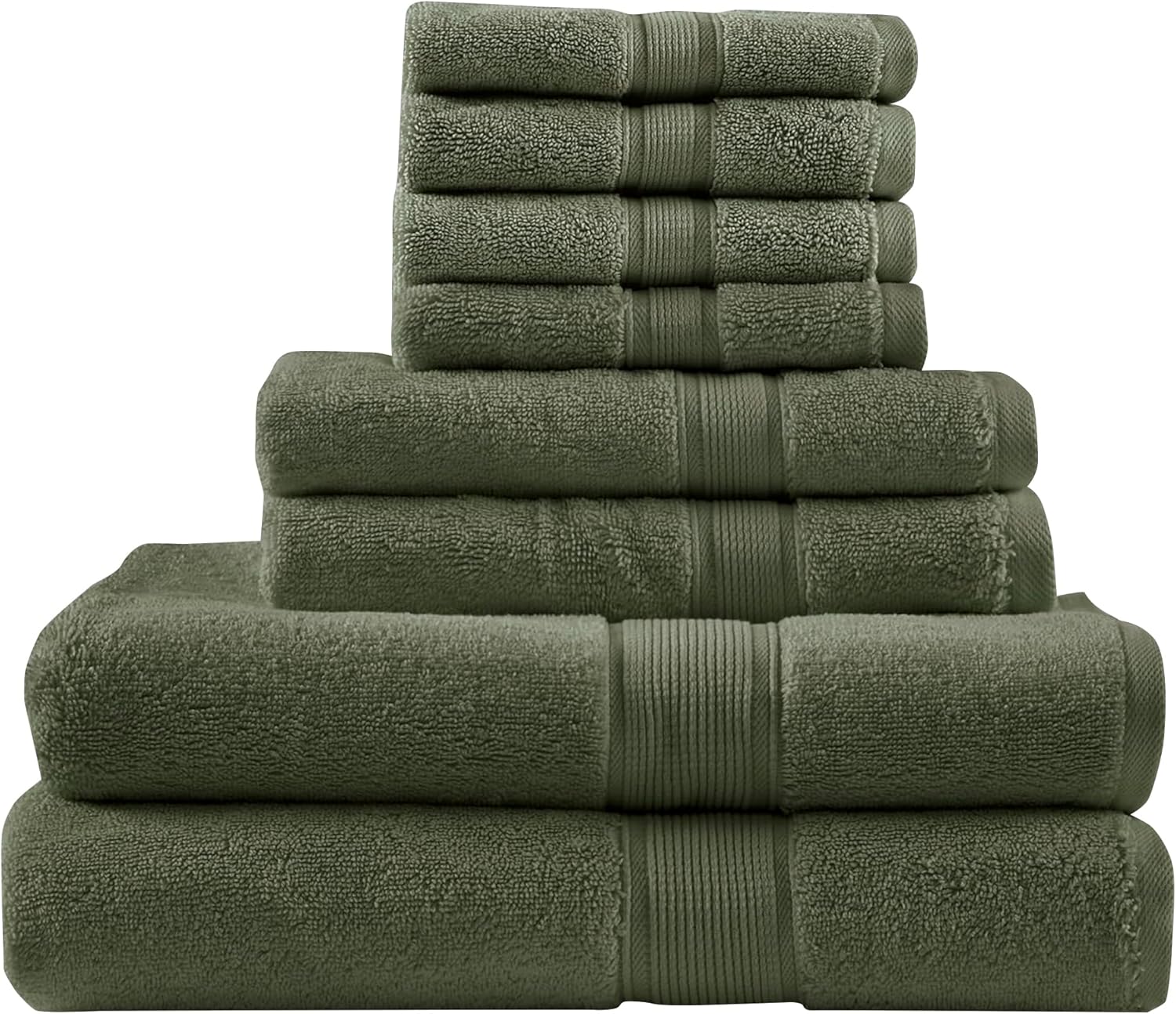 Madison Park 800 GSM Bathroom Towel Set of 8 Olive Green