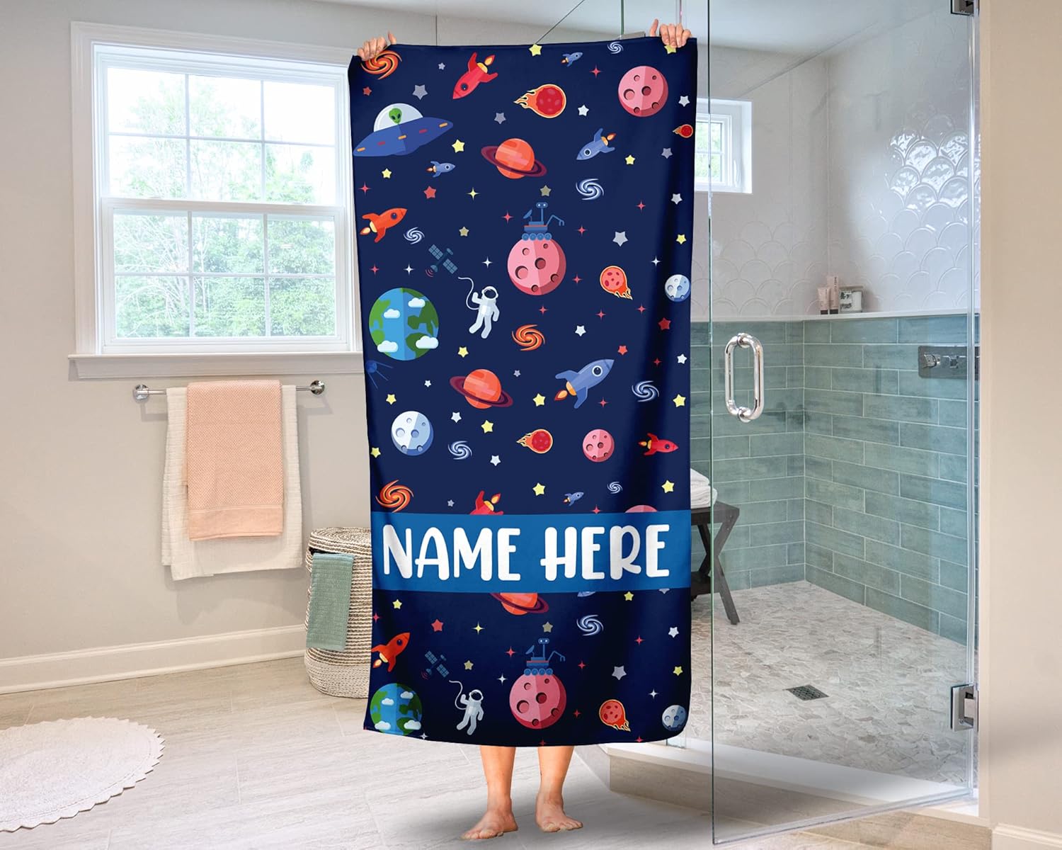 Personalized Solar System Beach Towel With Name 1