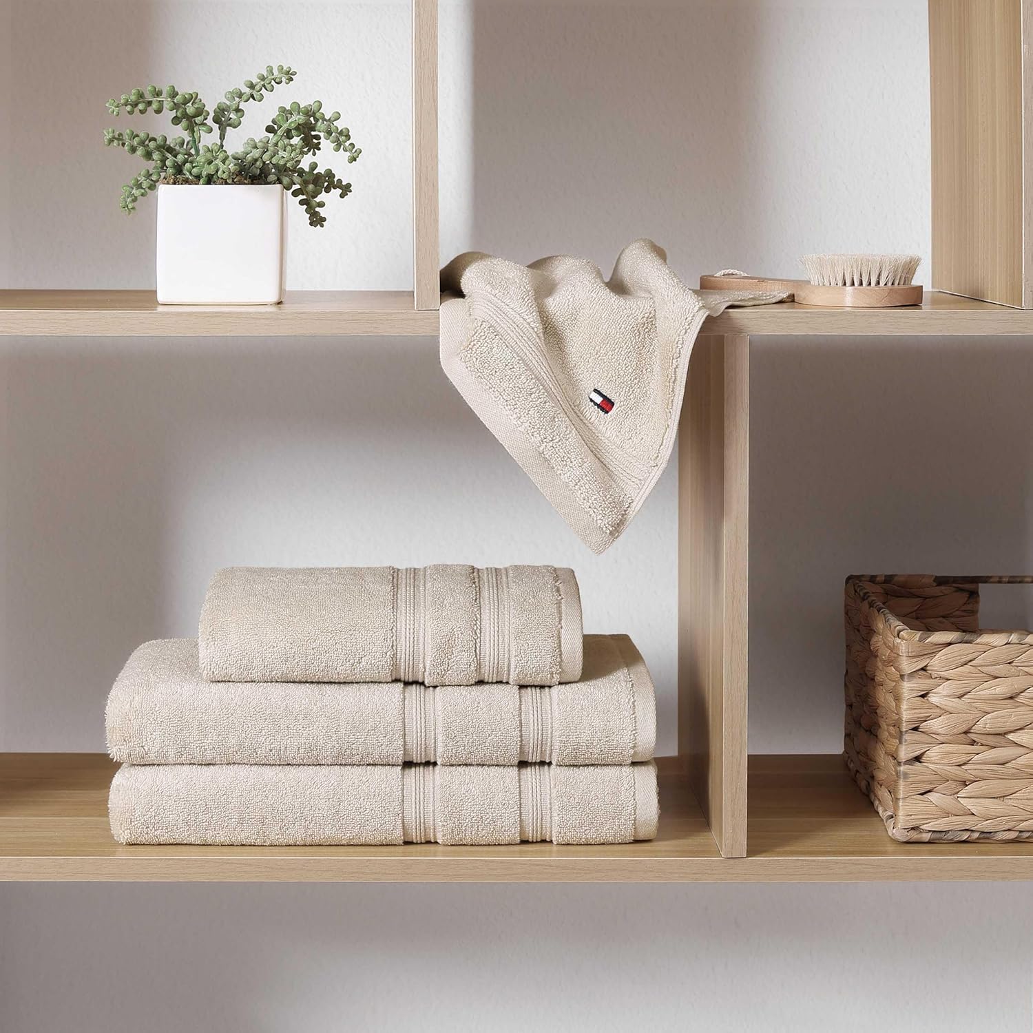 Tommy Hilfiger Bath Towels 6-Pack Solid Beige