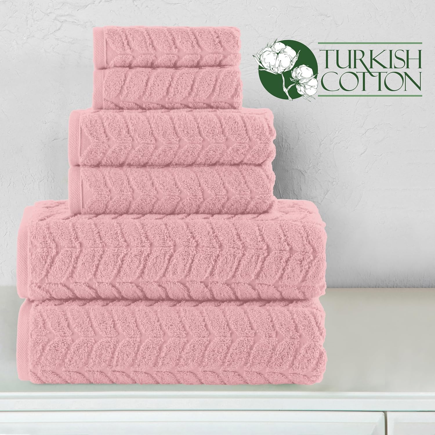 Elegant Comfort Luxury 6-Piece Turkish Cotton Towel Set - Dusty Rose