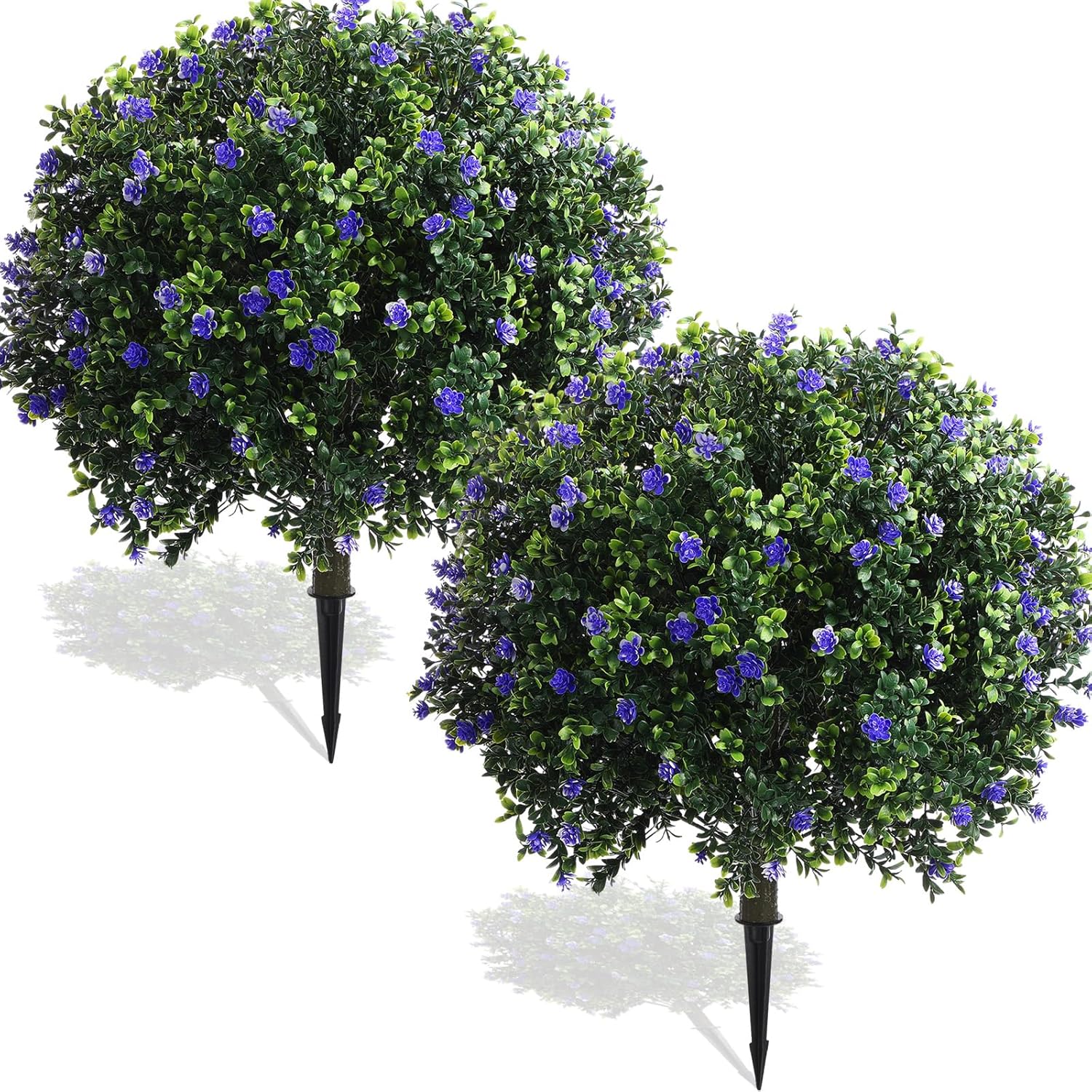 Yunlly Set of 2 Artificial Boxwood Balls with Flowers Purple