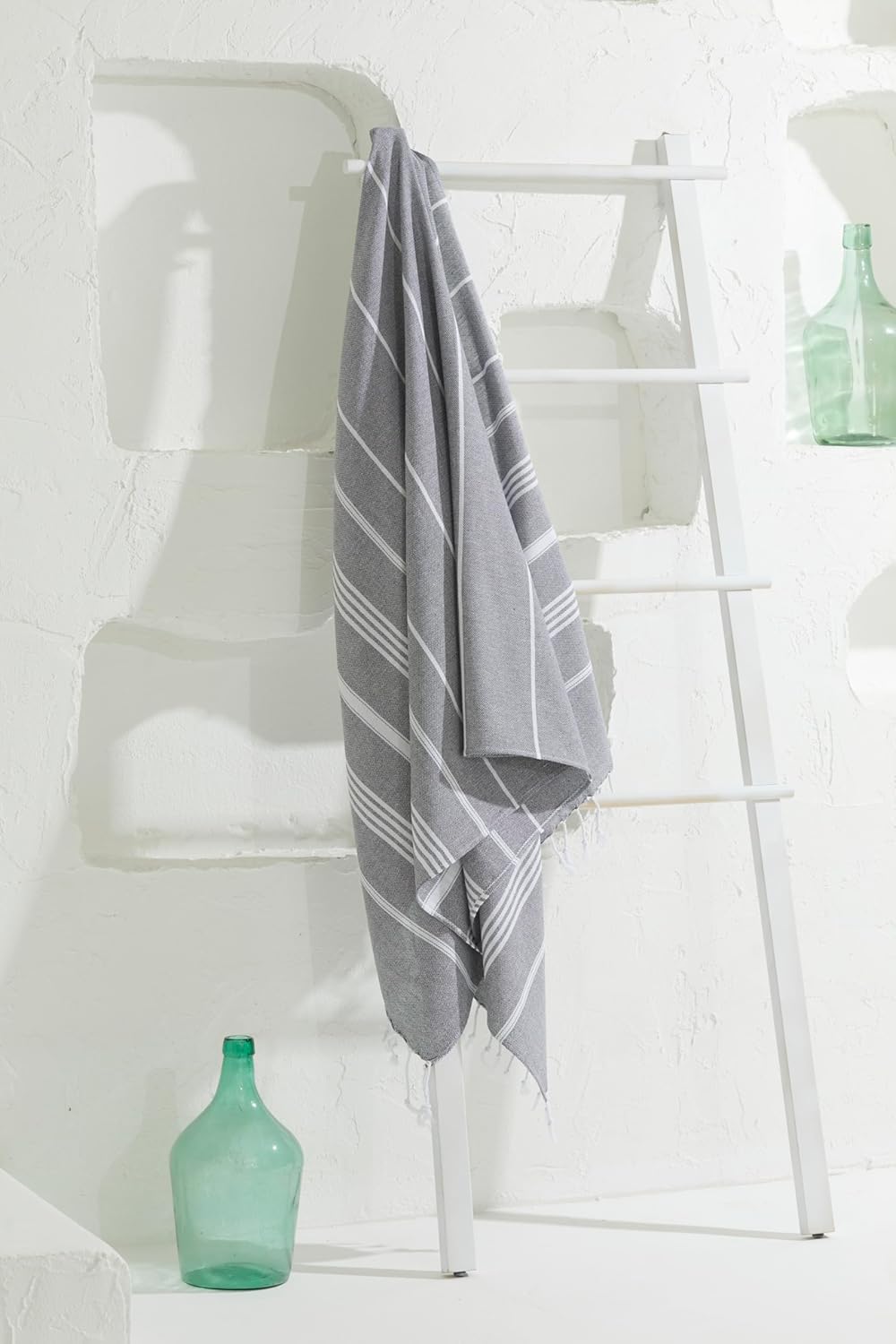 Yazz Turkish Cotton Beach Towel 39x71 in - Anthracite