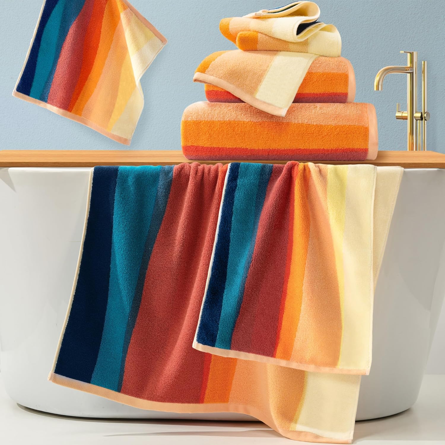 VOOVA MOVAS Patterned Towel Set Red Orange 8PCS