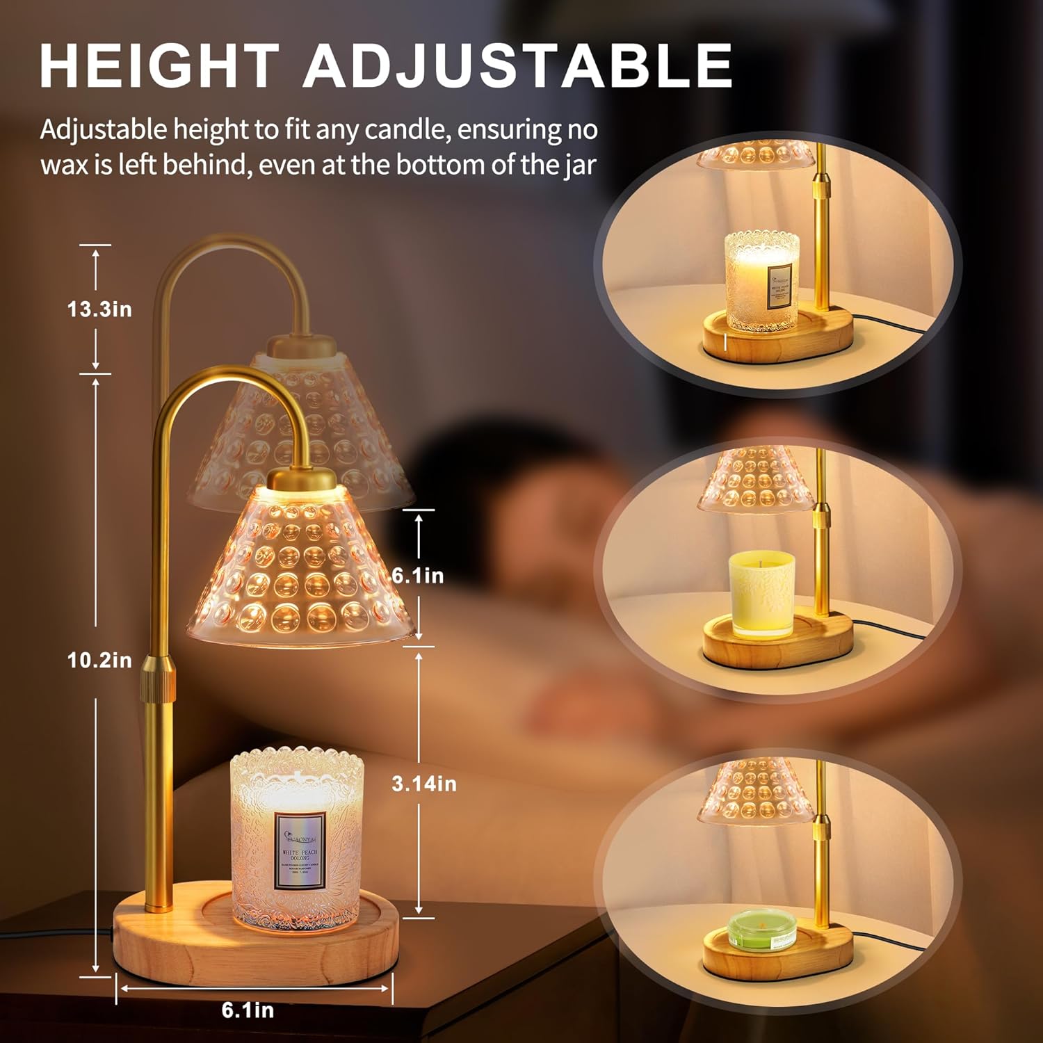 EUAONYA Candle Warmer Lamp with Timer and 2 Bulbs