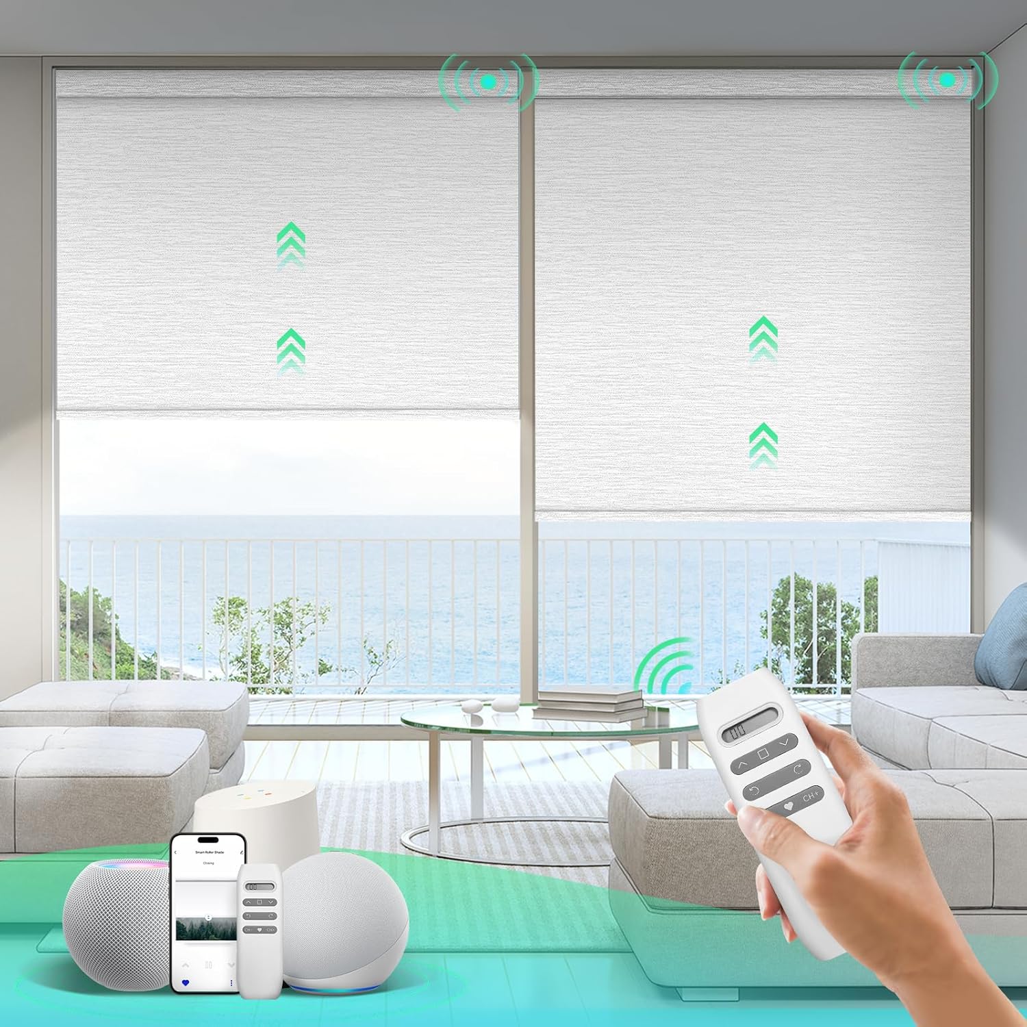 HeyBlinds Motorized Blinds with Remote and Alexa Compatibility