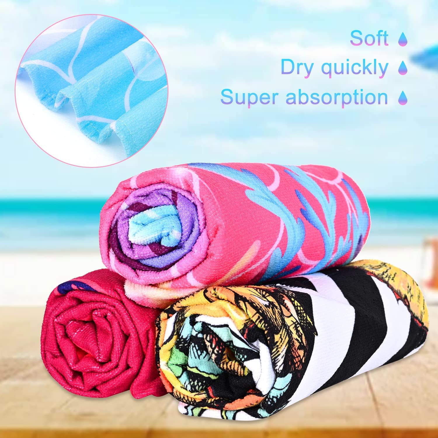 LIVILAN Mermaid Tail Beach Towel 30x60