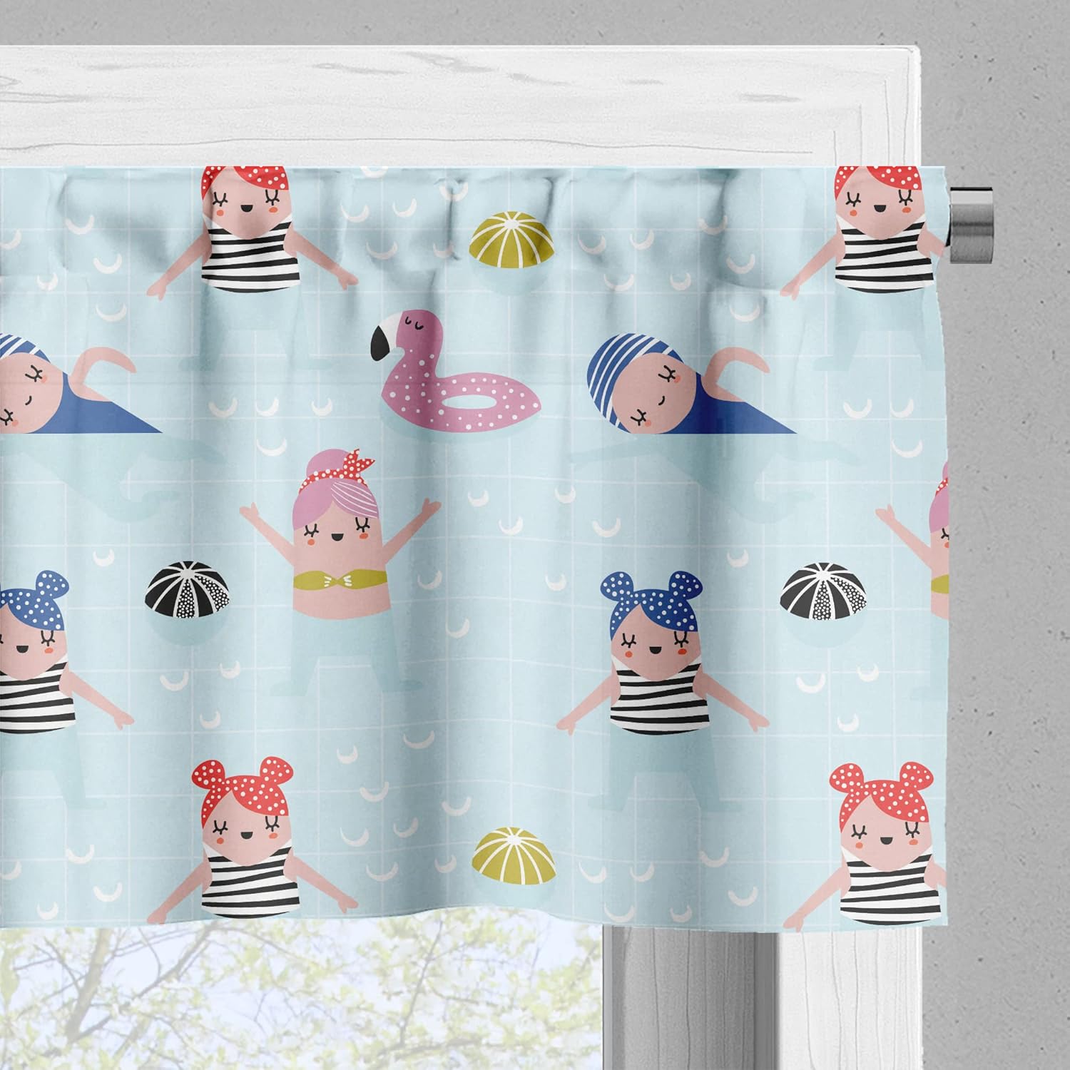 Ambesonne 3 Pcs Summer Valance Tier Curtain Set