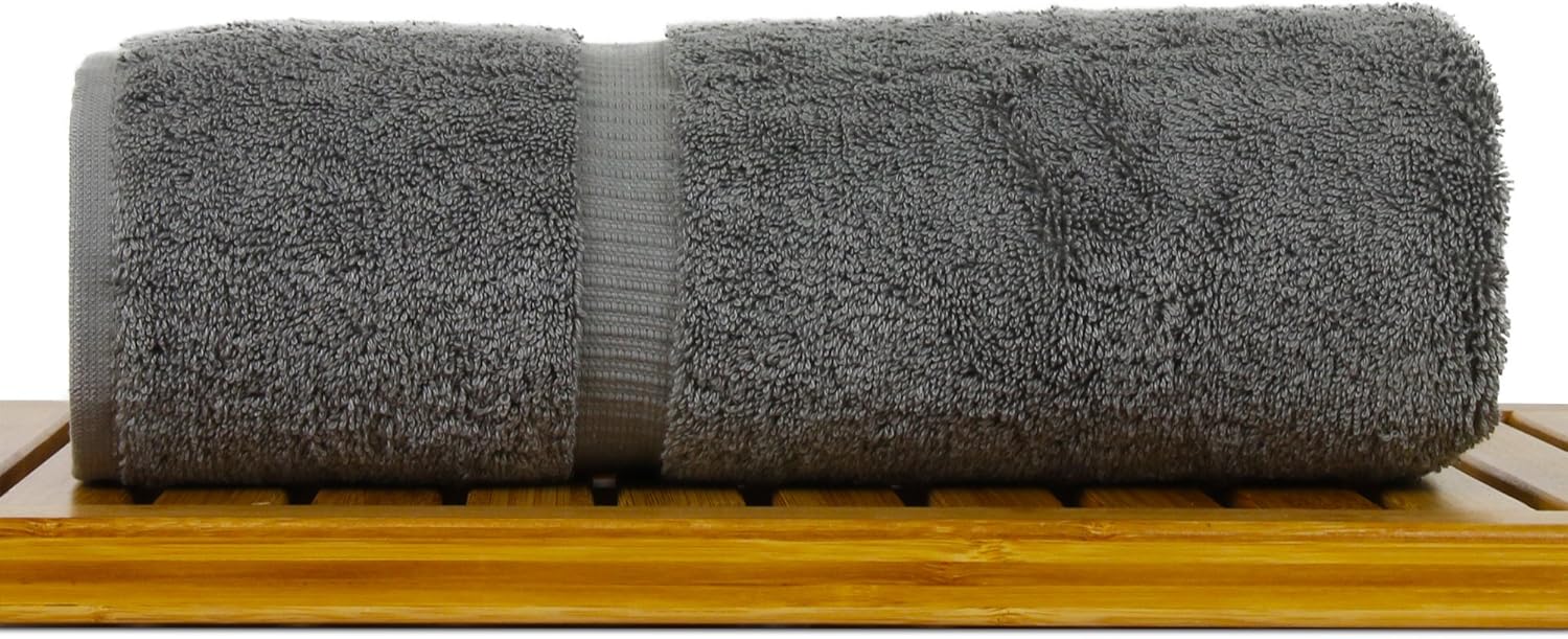 Luxury Turkish Cotton Bath Towels Set of 4 - Grey Dobby
