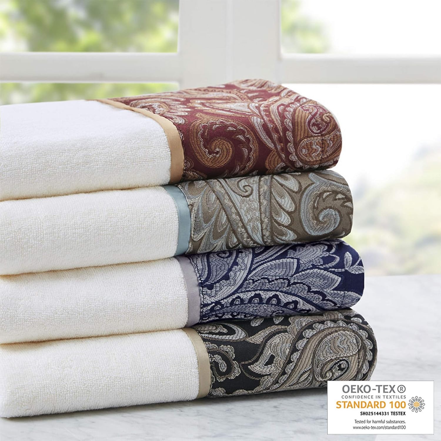 Madison Park Aubrey 6 Piece Cotton Towel Set with Paisley Design