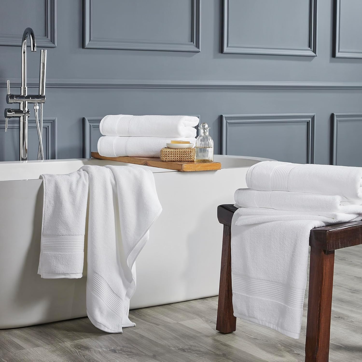 Modern Threads 6-Pack Bath Towel Set 100 Ring Spun Cotton 30x60 White