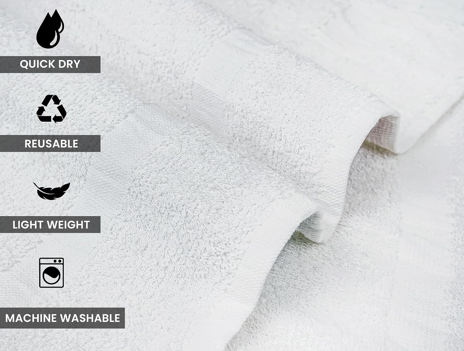 ZUPERIA White Hand Towels - 100 Cotton Pack of 36