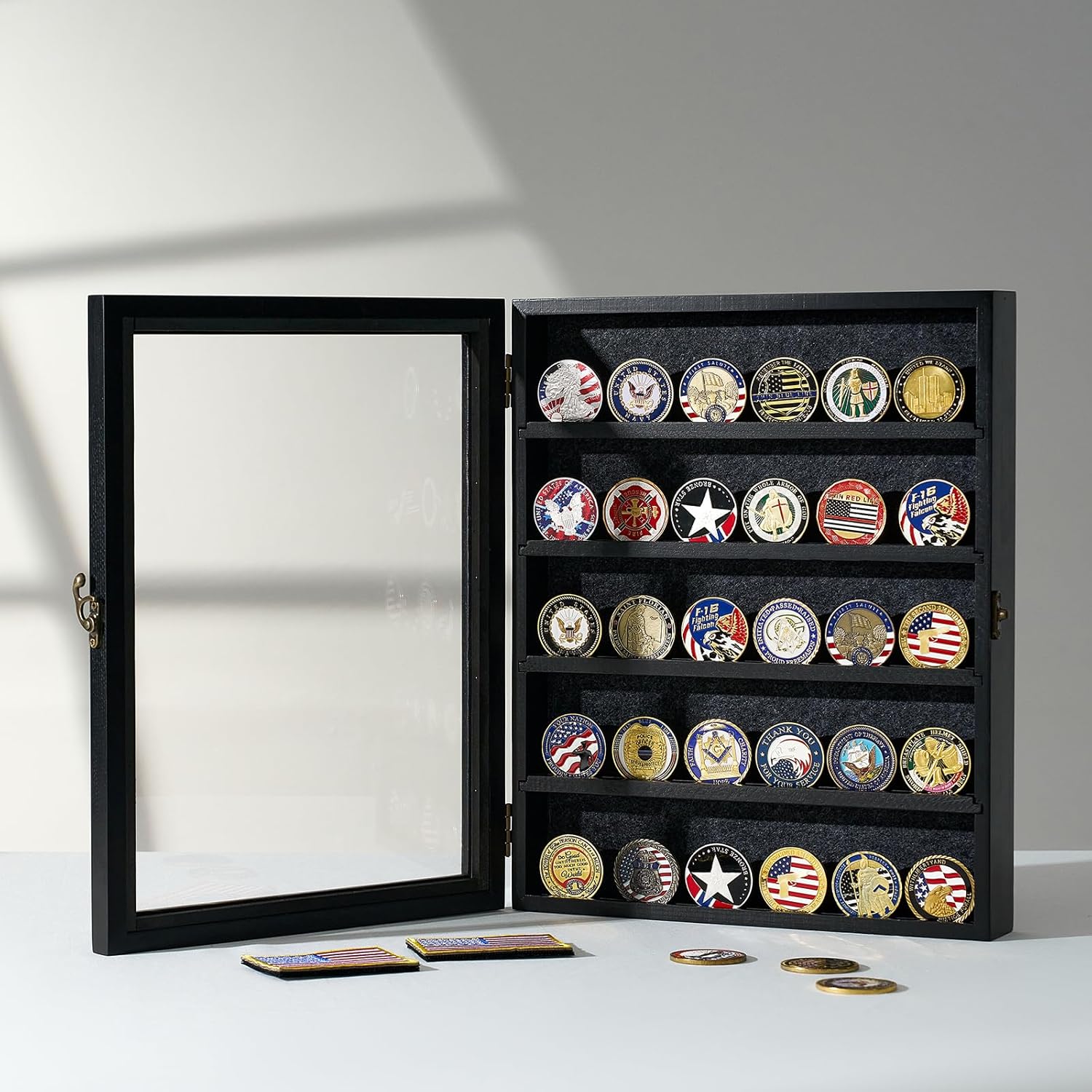 AW BRIDAL Large Shadow Box for Coins and Collectibles 11x14 Inch Black