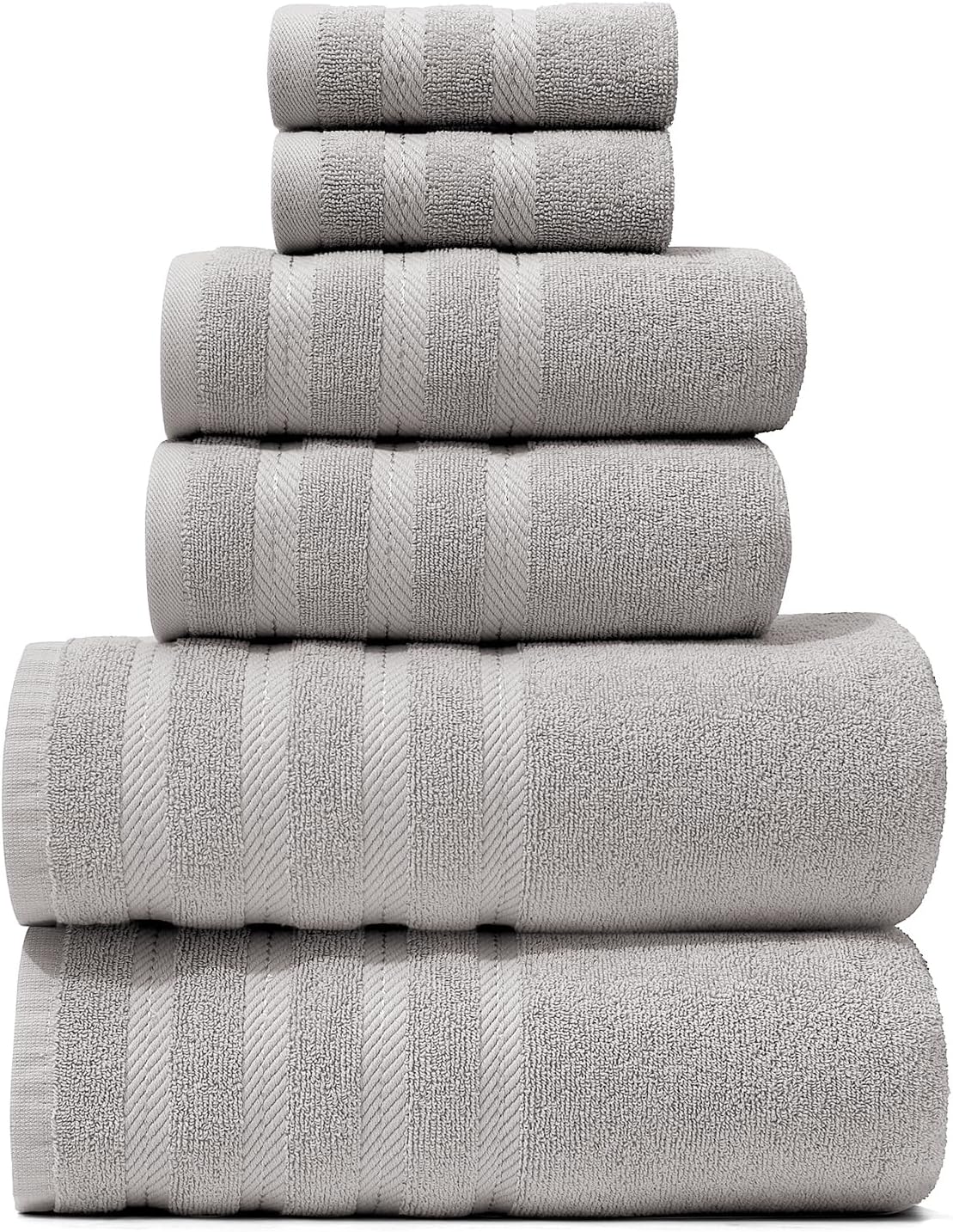 Hearth Harbor 6 Piece Light Gray Bath Towel Set