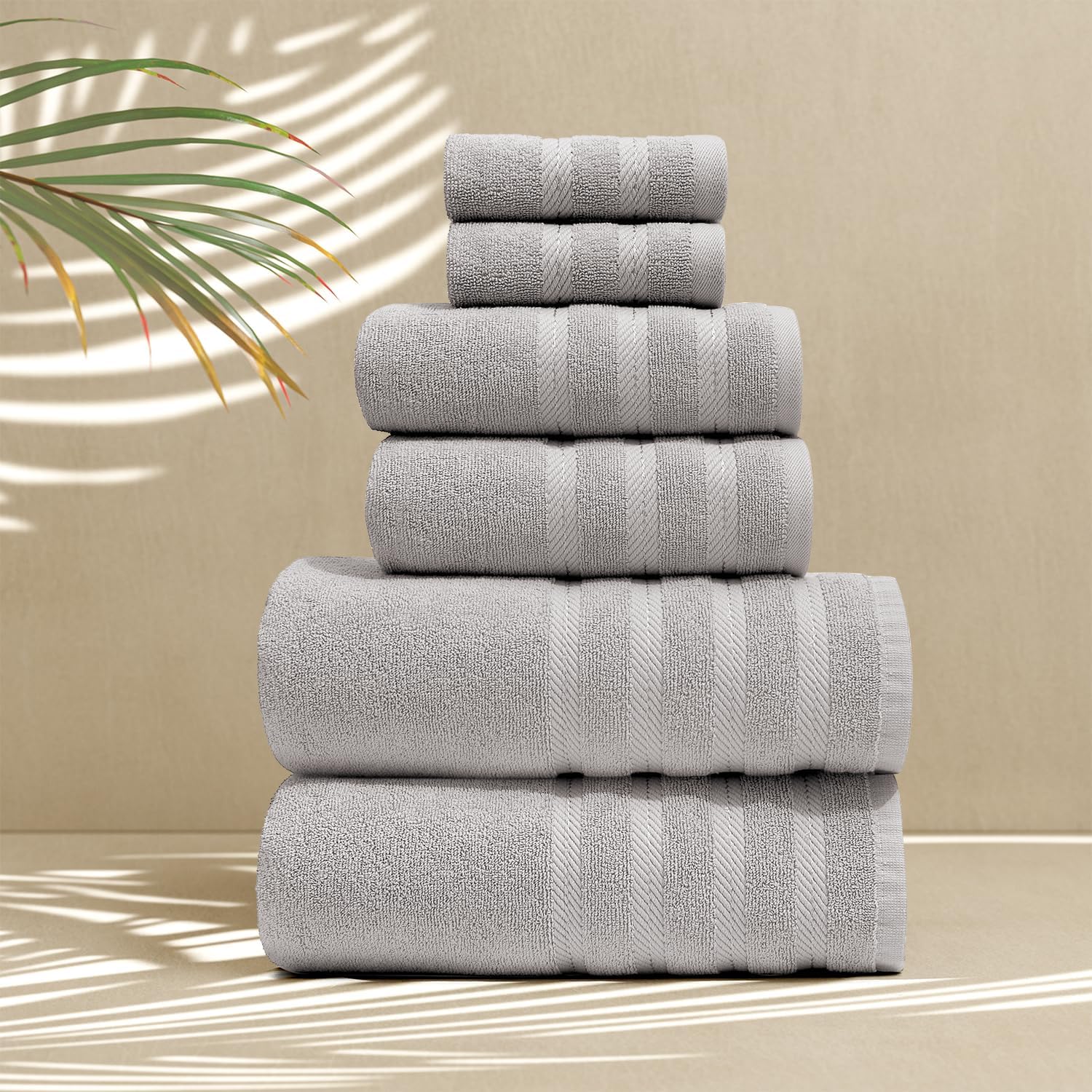 Hearth Harbor 6 Piece Light Gray Bath Towel Set