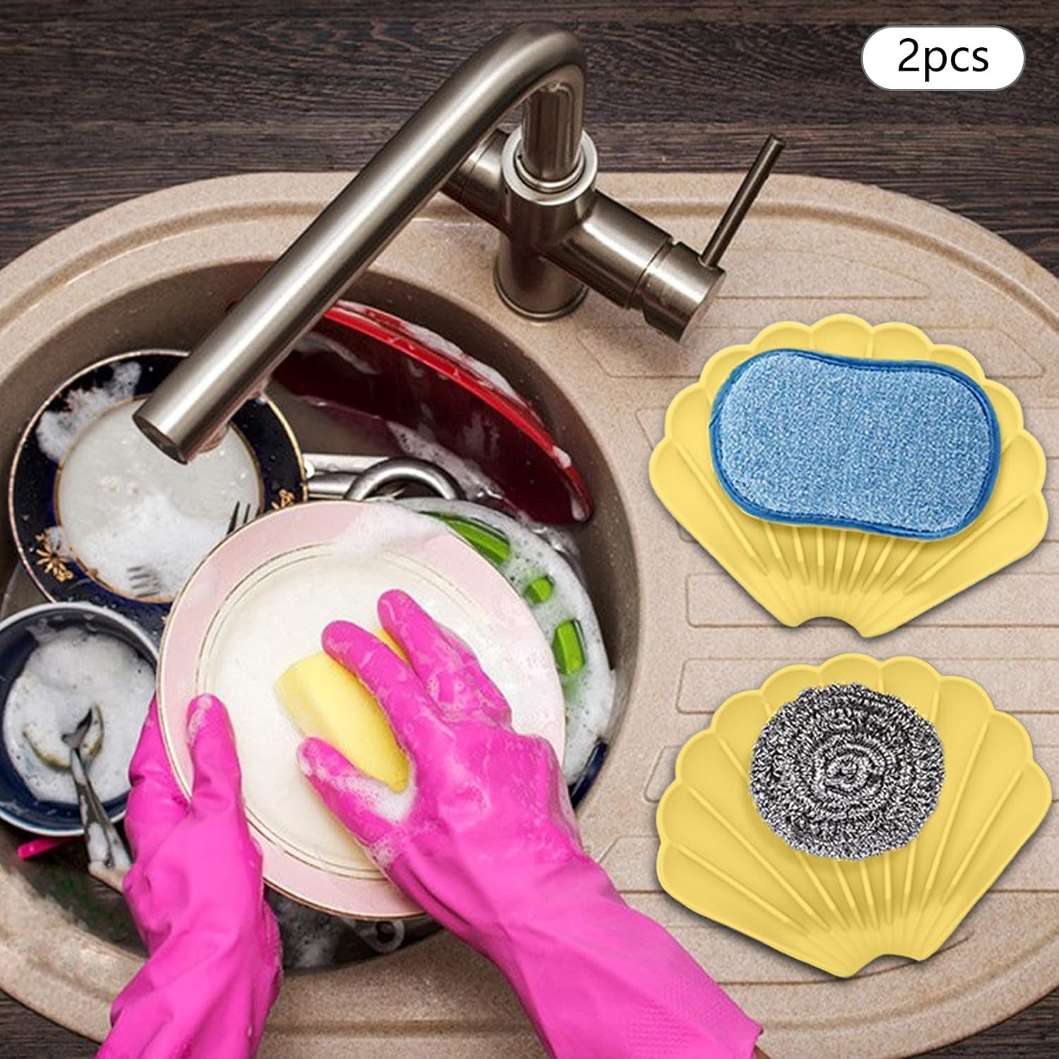 2Pcs Non-Slip Silicone Soap Dish with Drainage