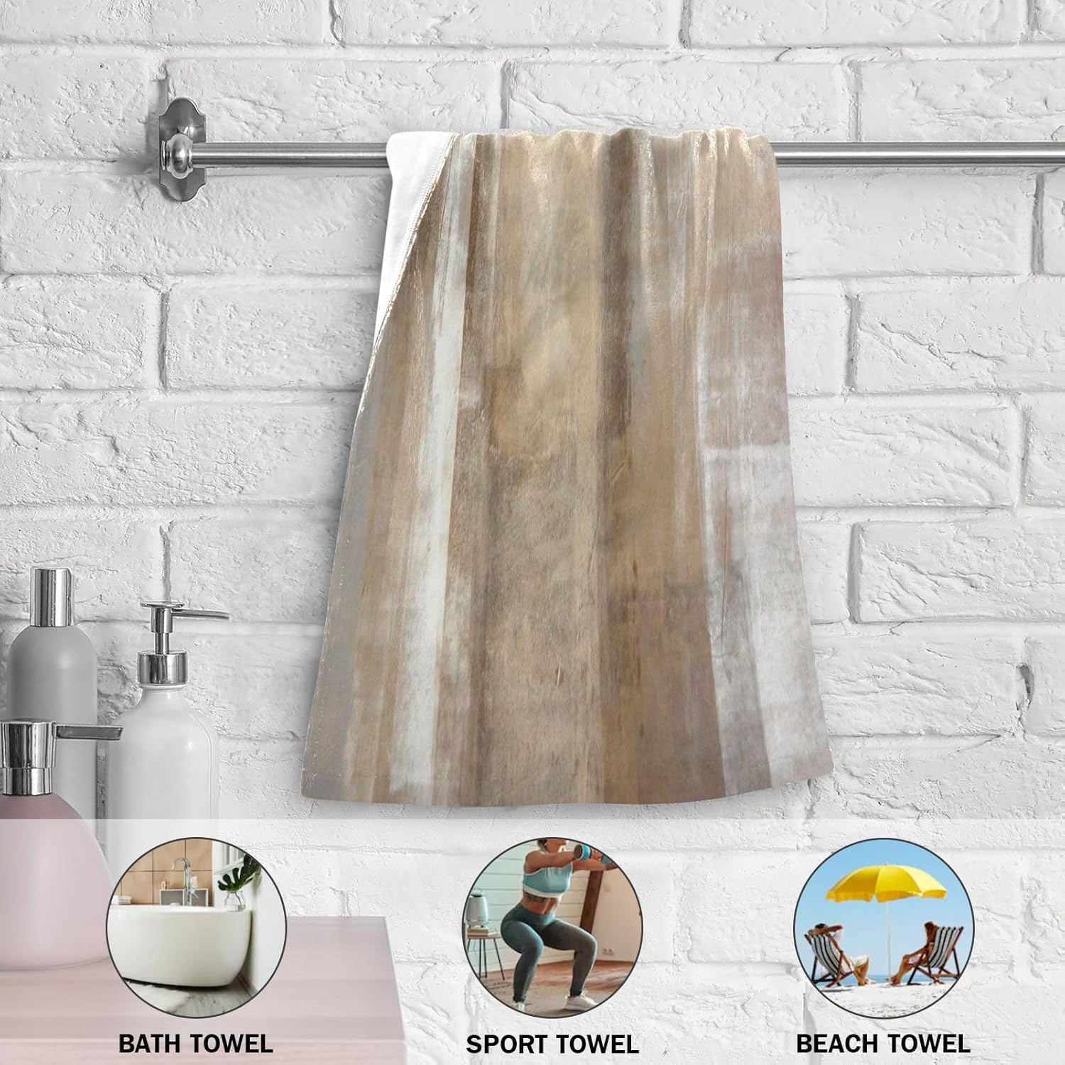 Taupe Grey Brown Hand Towels Set of 2 for Bathroom and Kitchen