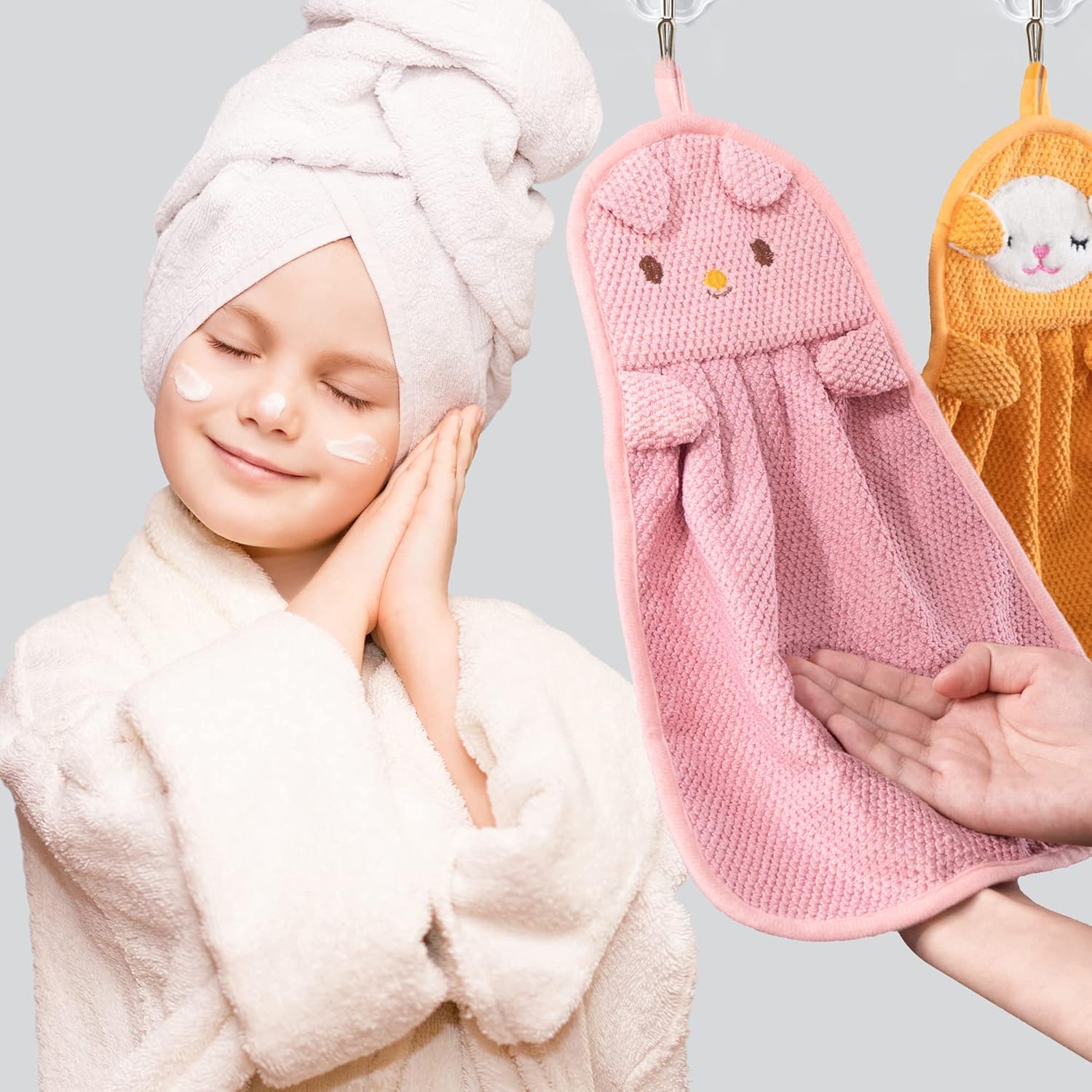 BATTILO HOME 6 Pack Cute Animal Hand Towels for Kids 1