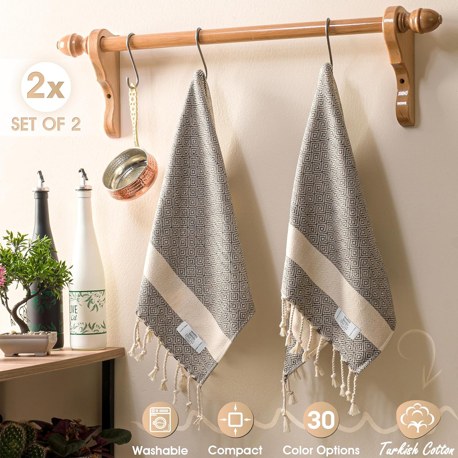 EPHESUS TOWELS - Luxury Turkish Hand Towels Set of 2