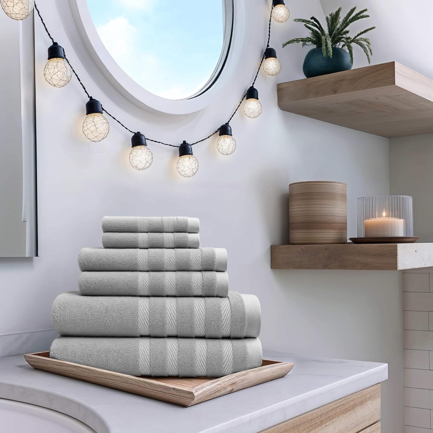 Hearth Harbor 6 Piece Light Gray Bath Towel Set
