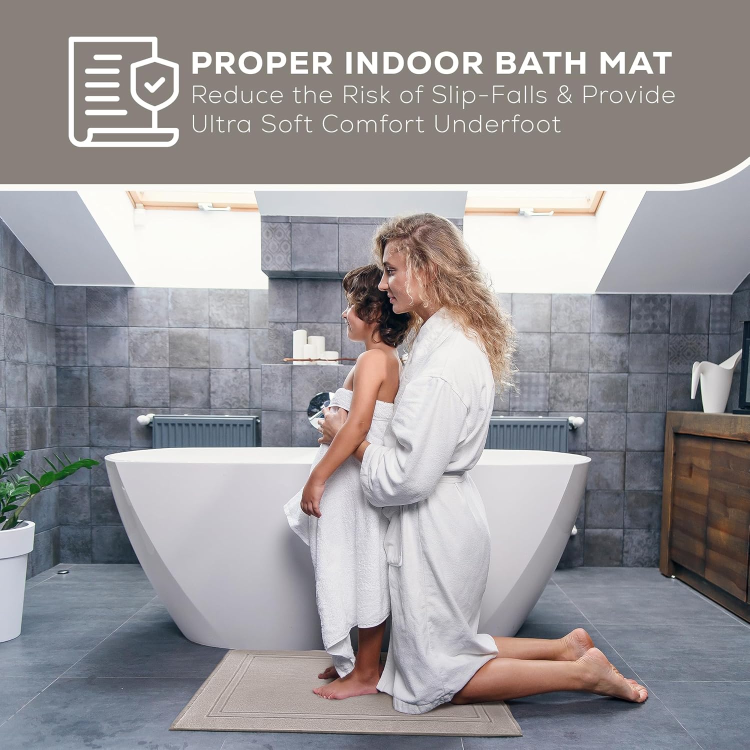 ALIBI Bath Mat Floor Towel - Oatmeal 44X26